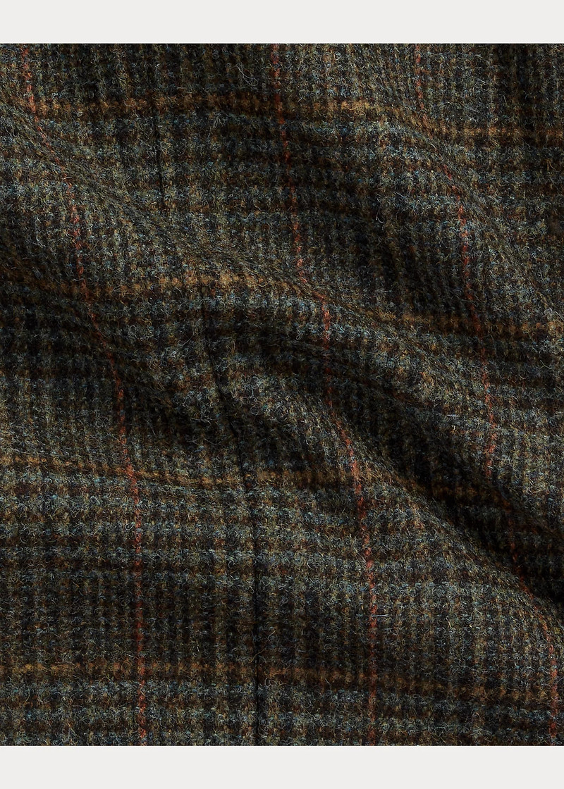 Velvet-Collar Plaid Shetland Wool Coat 11