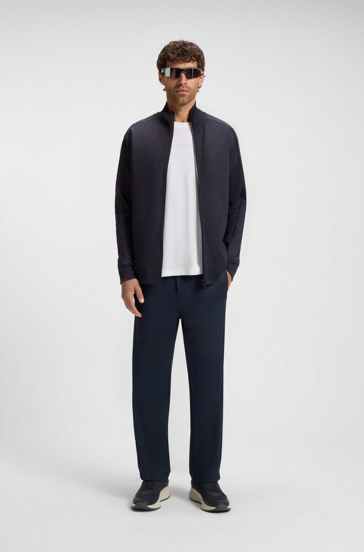 REGULAR-FIT TRACKSUIT BOTTOMS WITH QUILTED JACQUARD - 4