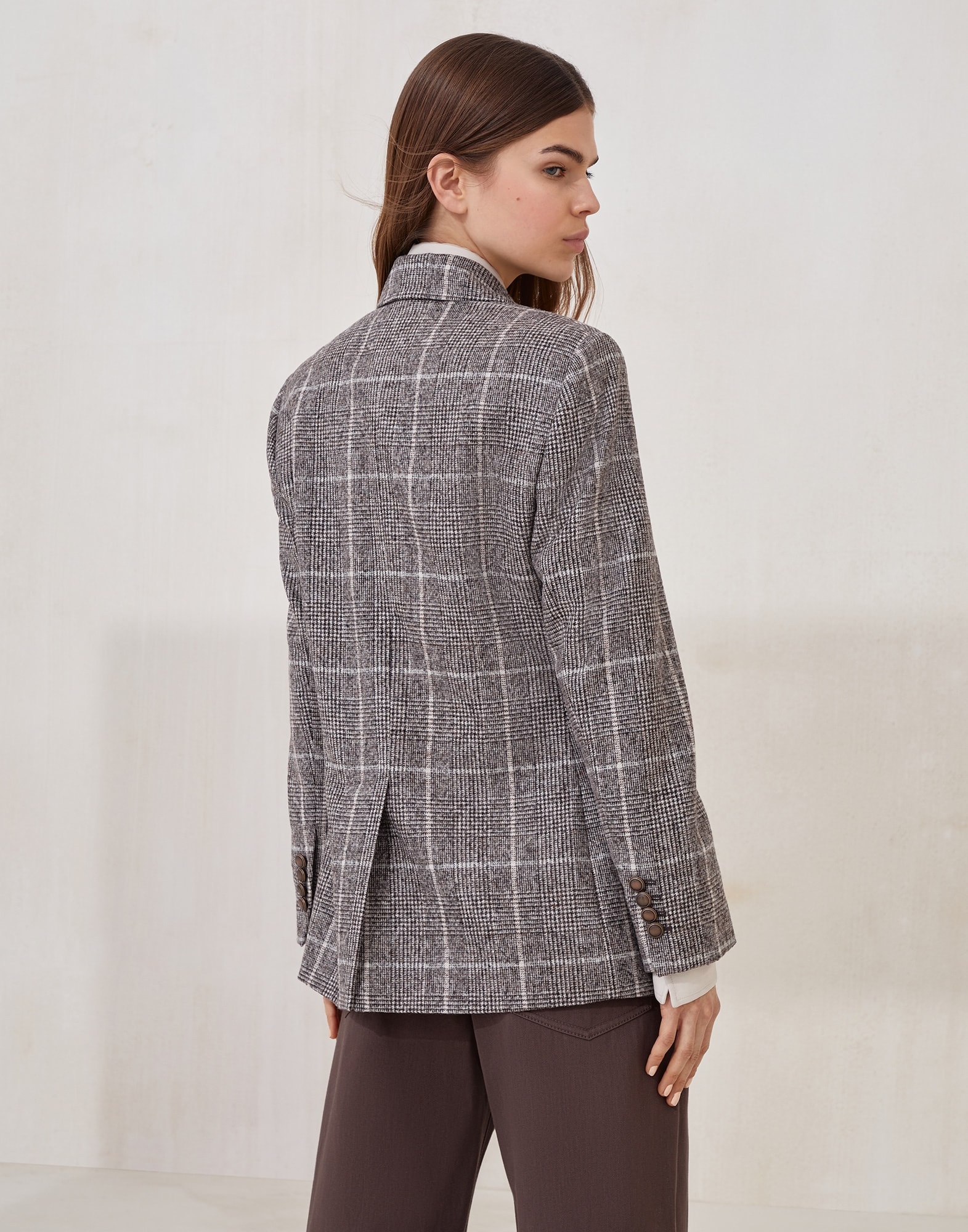 Alpaca and wool Prince of Wales blazer with monili - 2