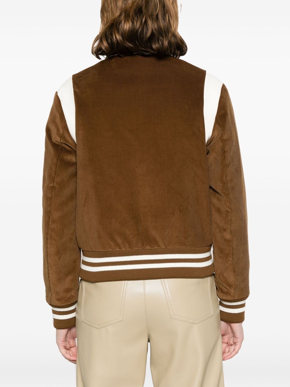 logo-embroidered corduroy bomber jacket - 4