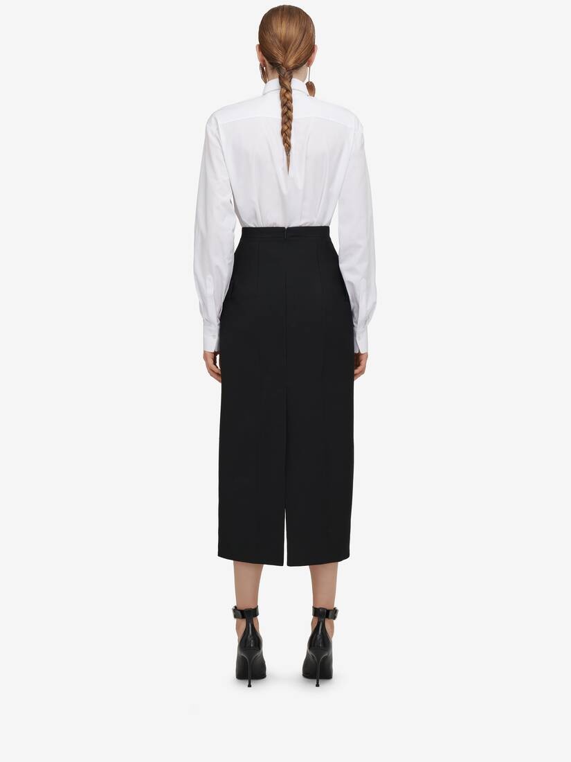 Women's Upside-down Slashed Skirt in Black - 4