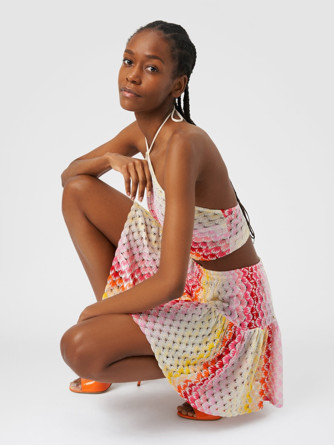 Dégradé lace-effect flounced miniskirt - 4