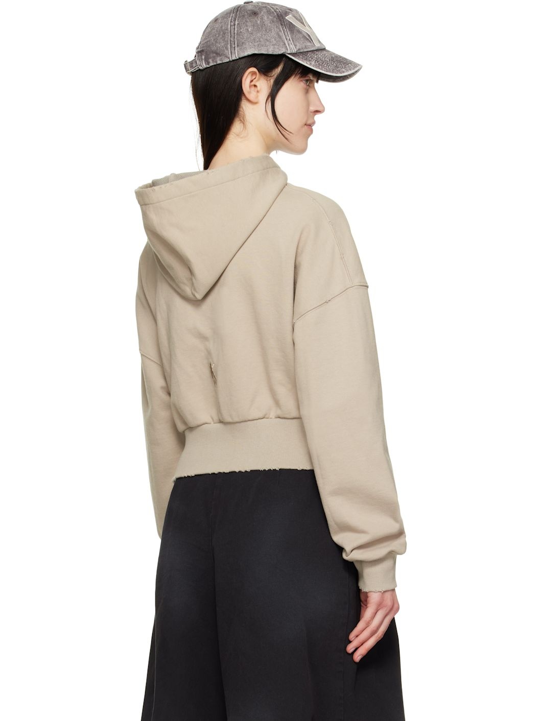 Beige Deconstructed Hoodie - 3