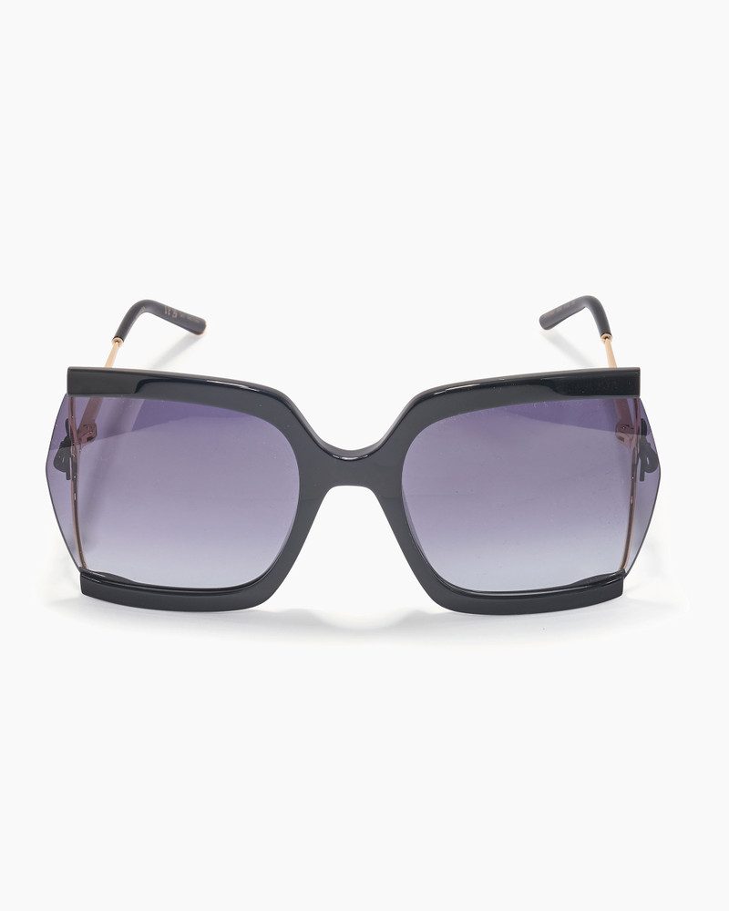 Bow-Embellished Oversized Rectangular Sunglasses 1