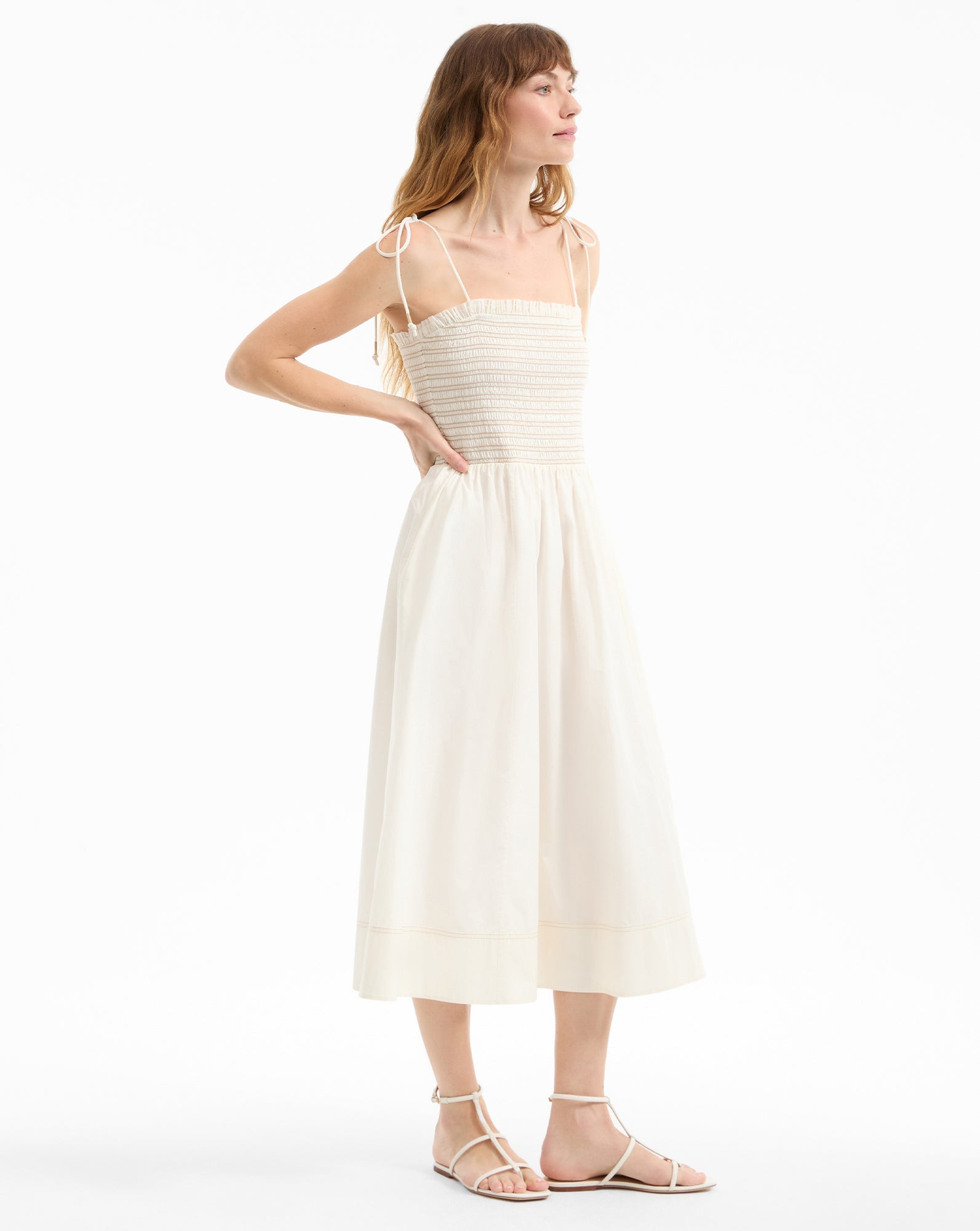 KAELA SMOCKED MIDI DRESS - 3