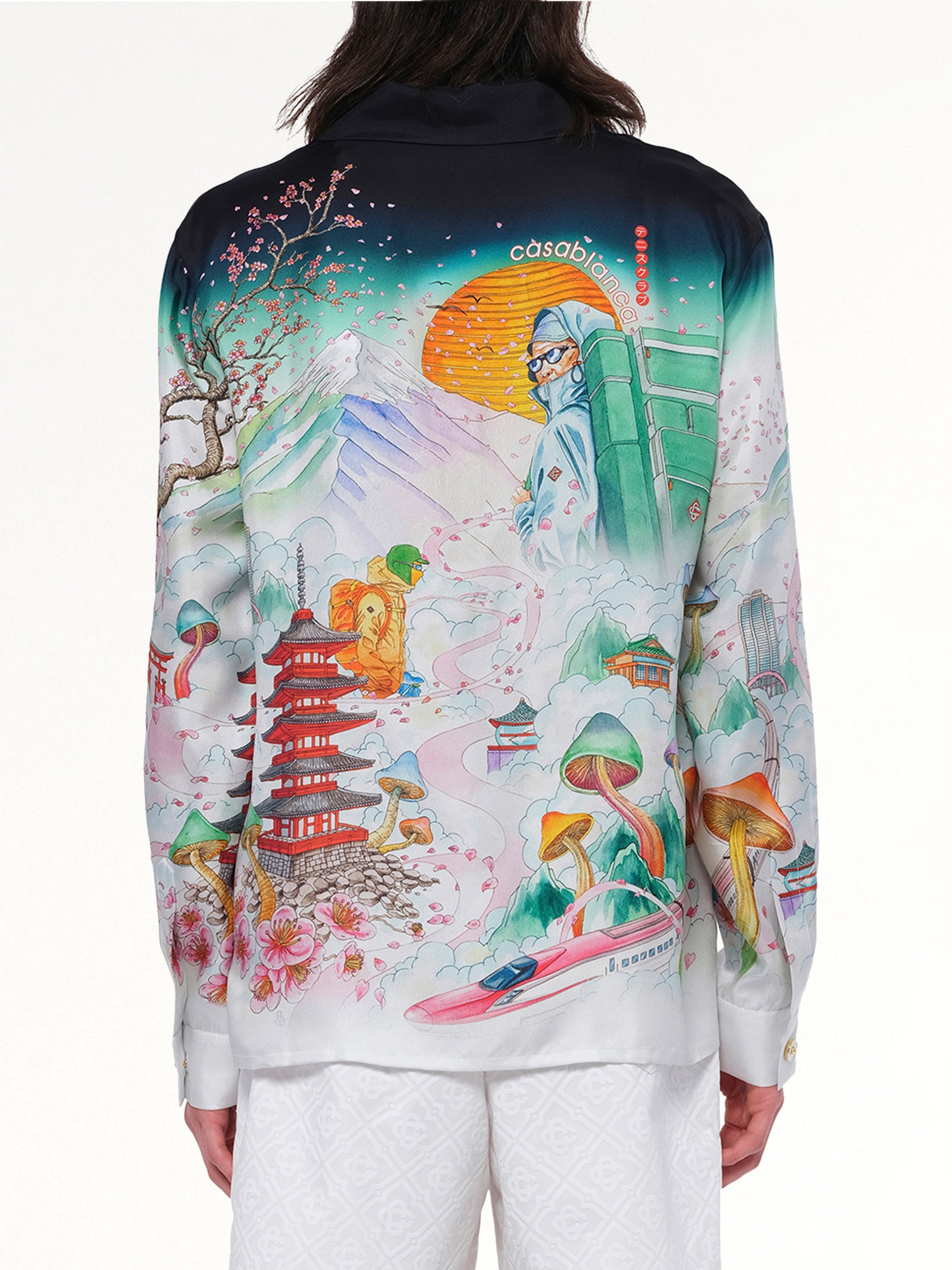 Silk Satin Flowers Shirt in Multicolour - 6