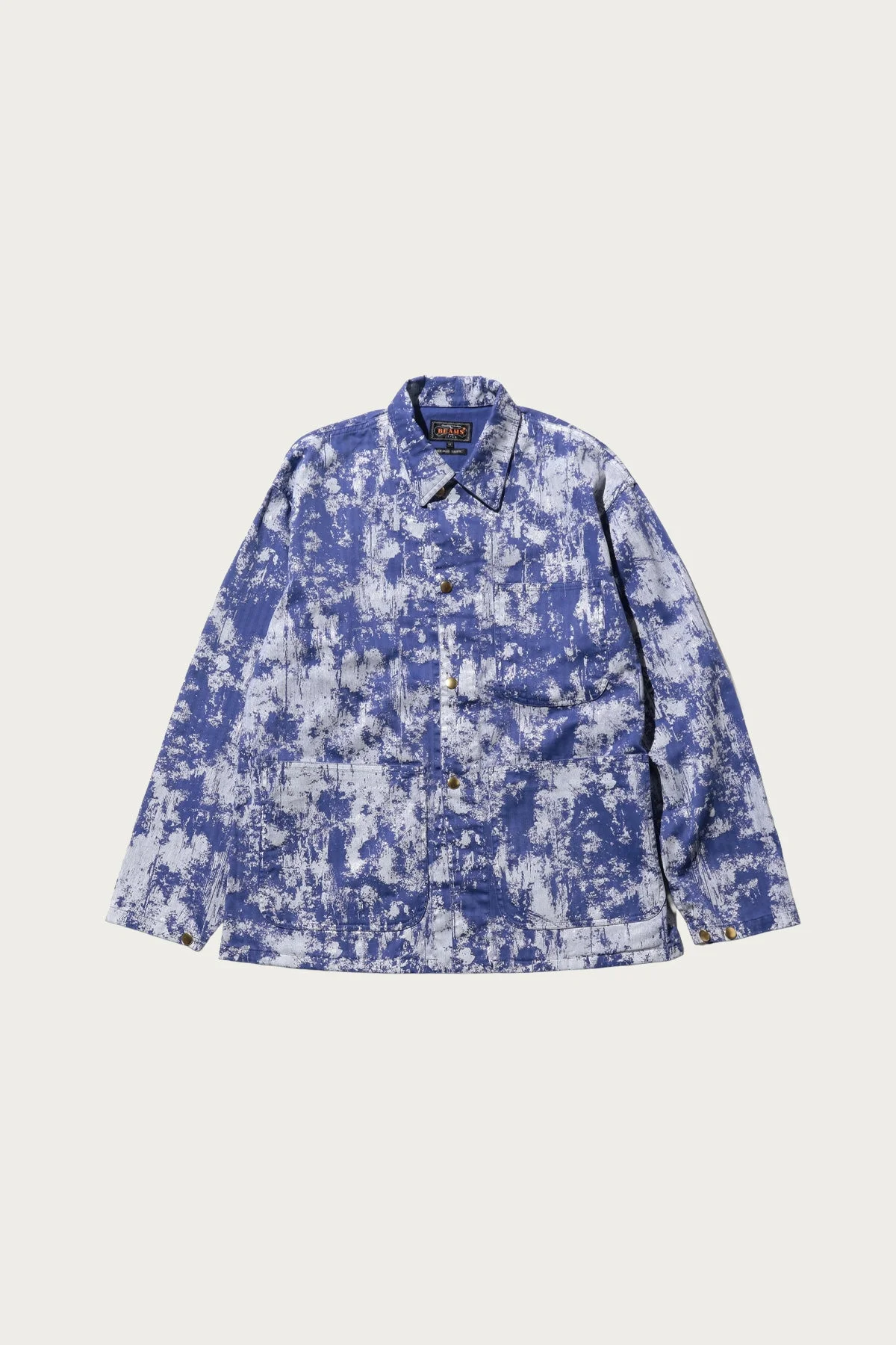 P-Man Jacket Supima Herringbone on Paint Print - Blue - 1