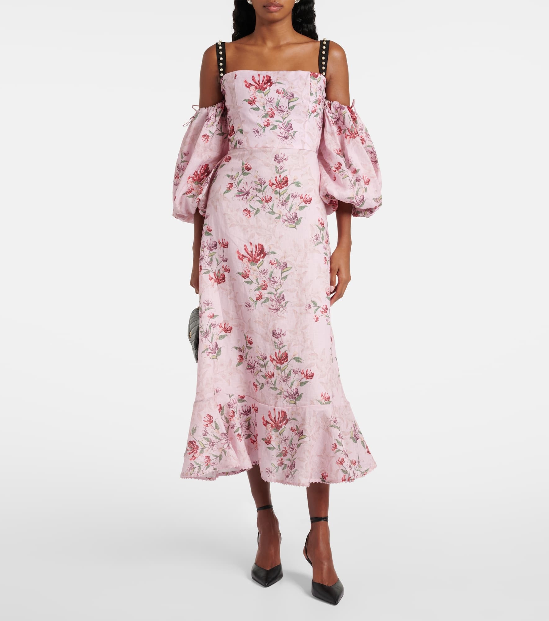 Mercedes Wisteria floral linen midi dress - 2