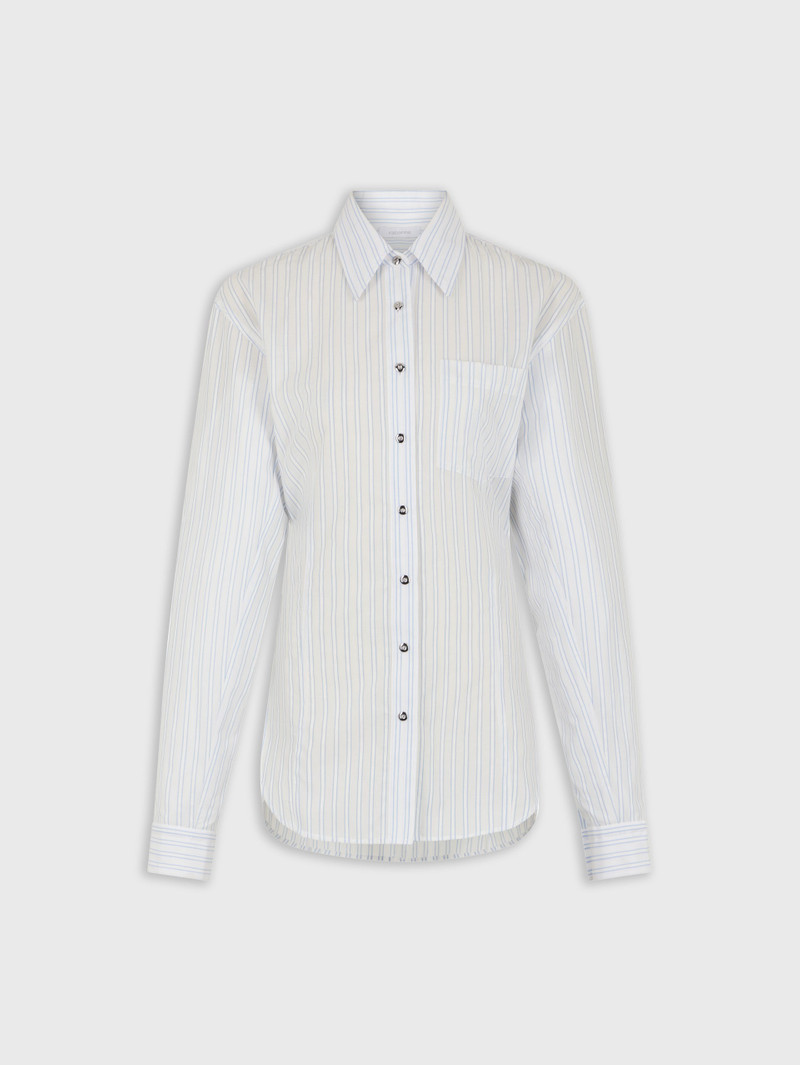 WHITE STRIPED SHIRT IN COTTON POPLIN - 1