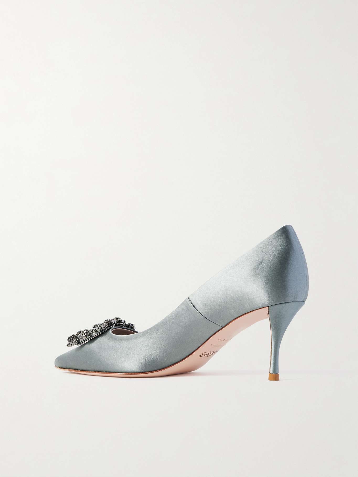 Efflorescence crystal-embellished satin pumps Light blue - 3