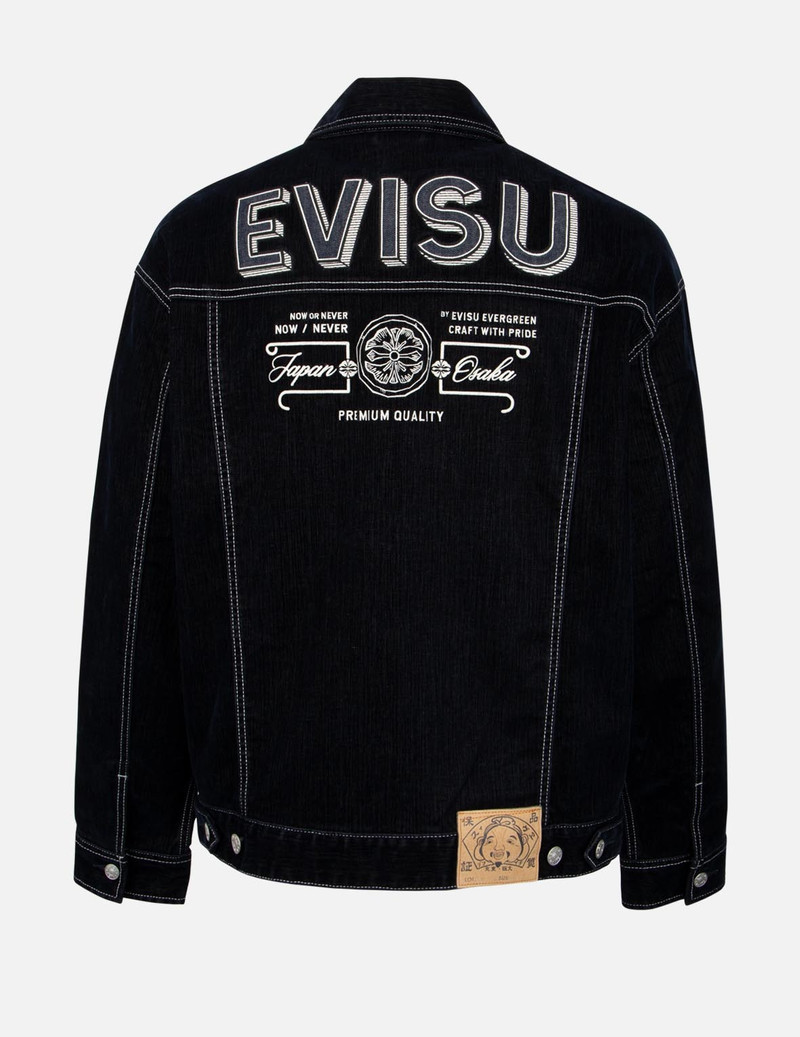 EVISU Logo Embroidery Velvet Denim Jacket outlook