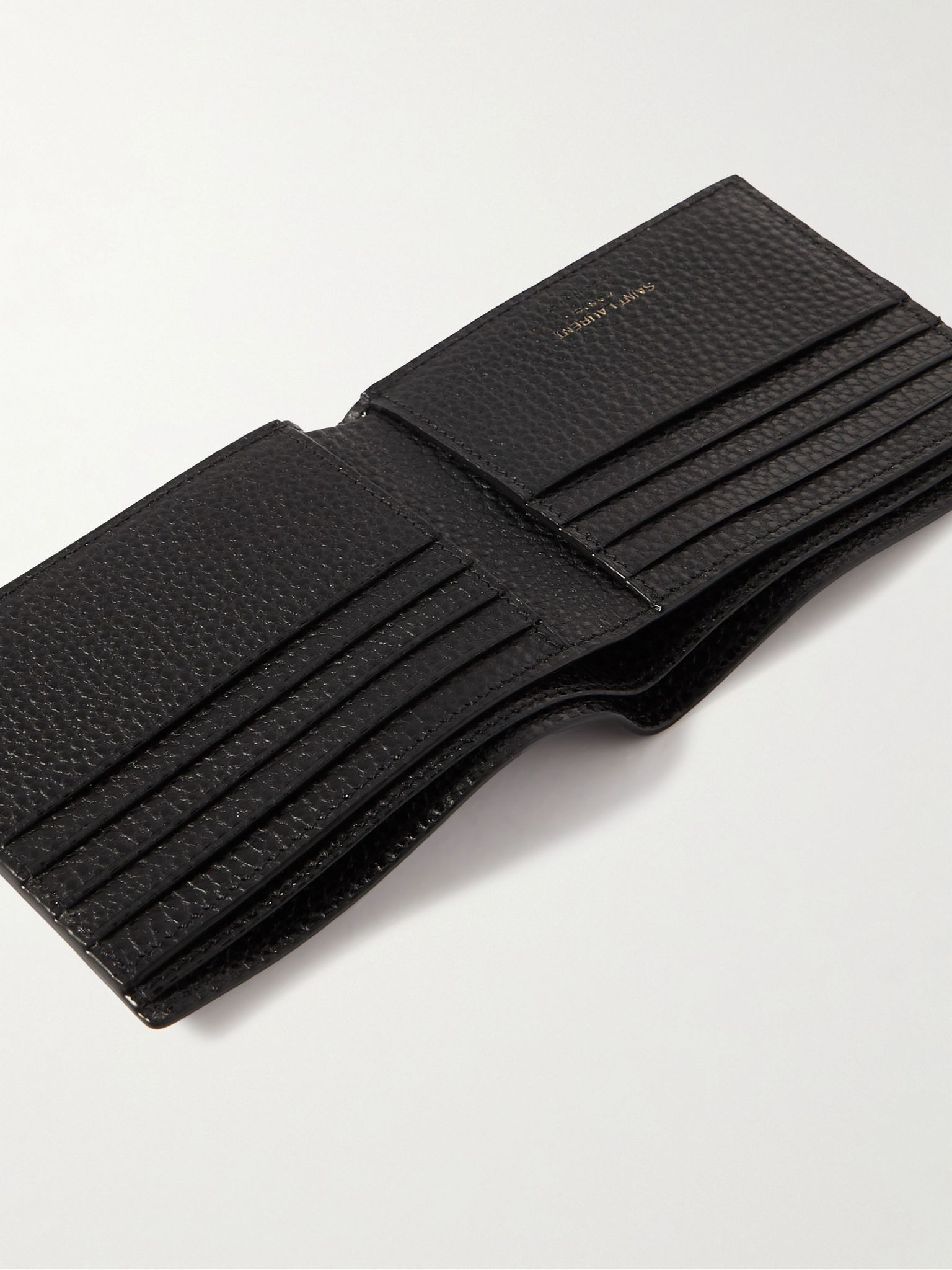 Tiny Cassandre Logo-Appliquéd Full-Grain Leather Billfold Wallet Black - 4