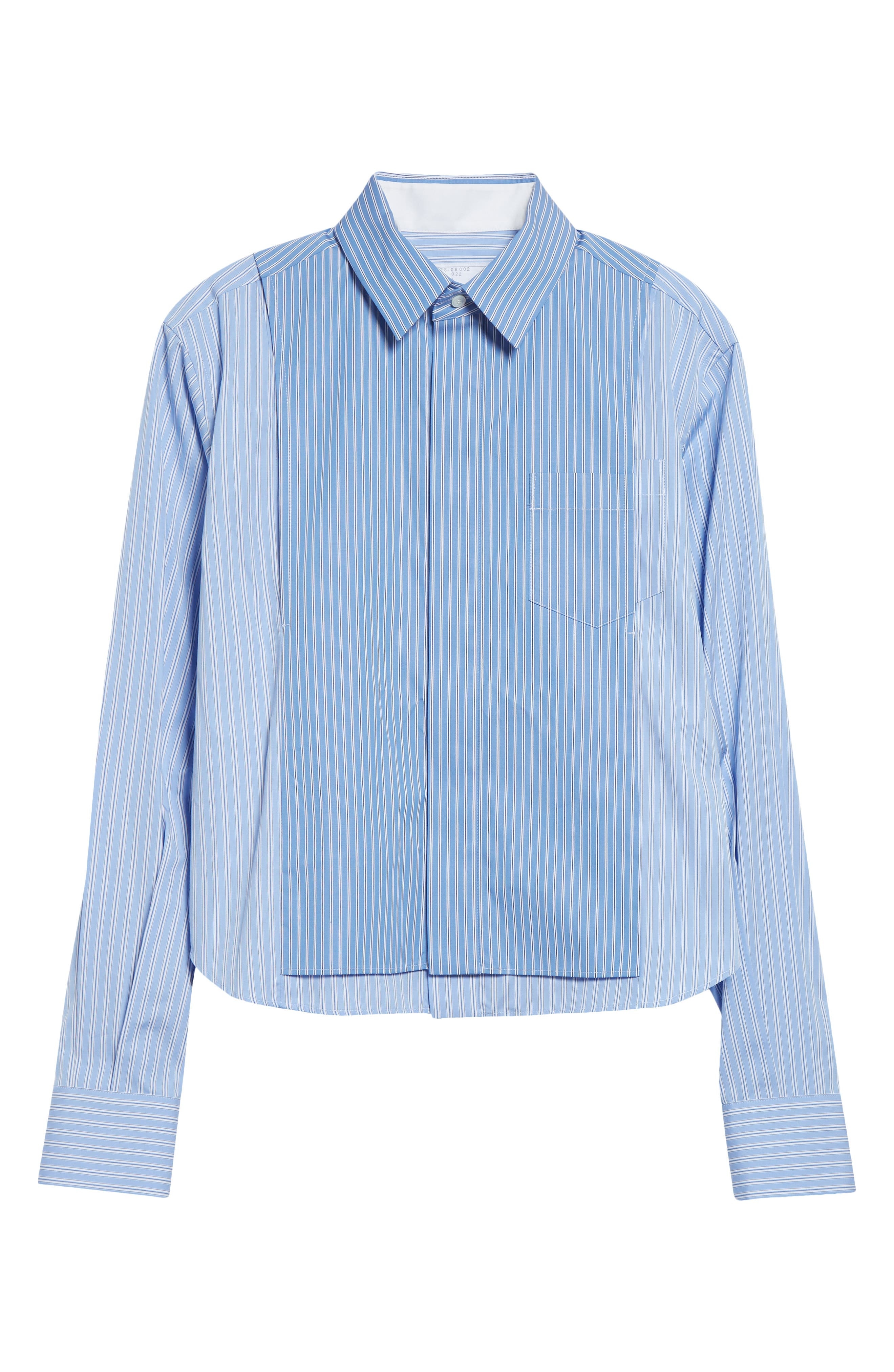 Sacai Stripe Overlay Poplin Button-Up Shirt in Stripe Mix at Nordstrom - 6