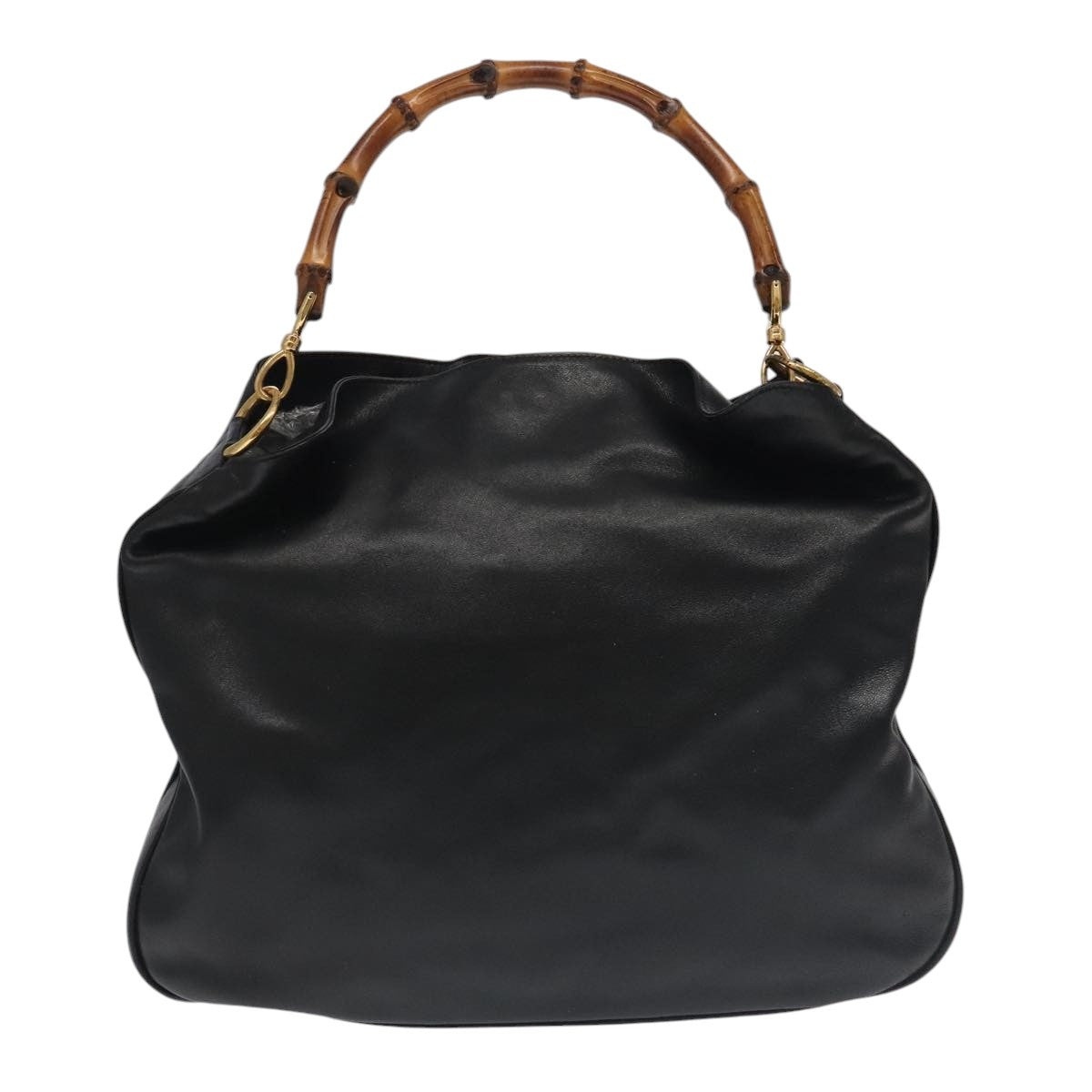 GUCCI Bamboo Hand Bag Leather Black Gold 001 1781 001 1781 - 3