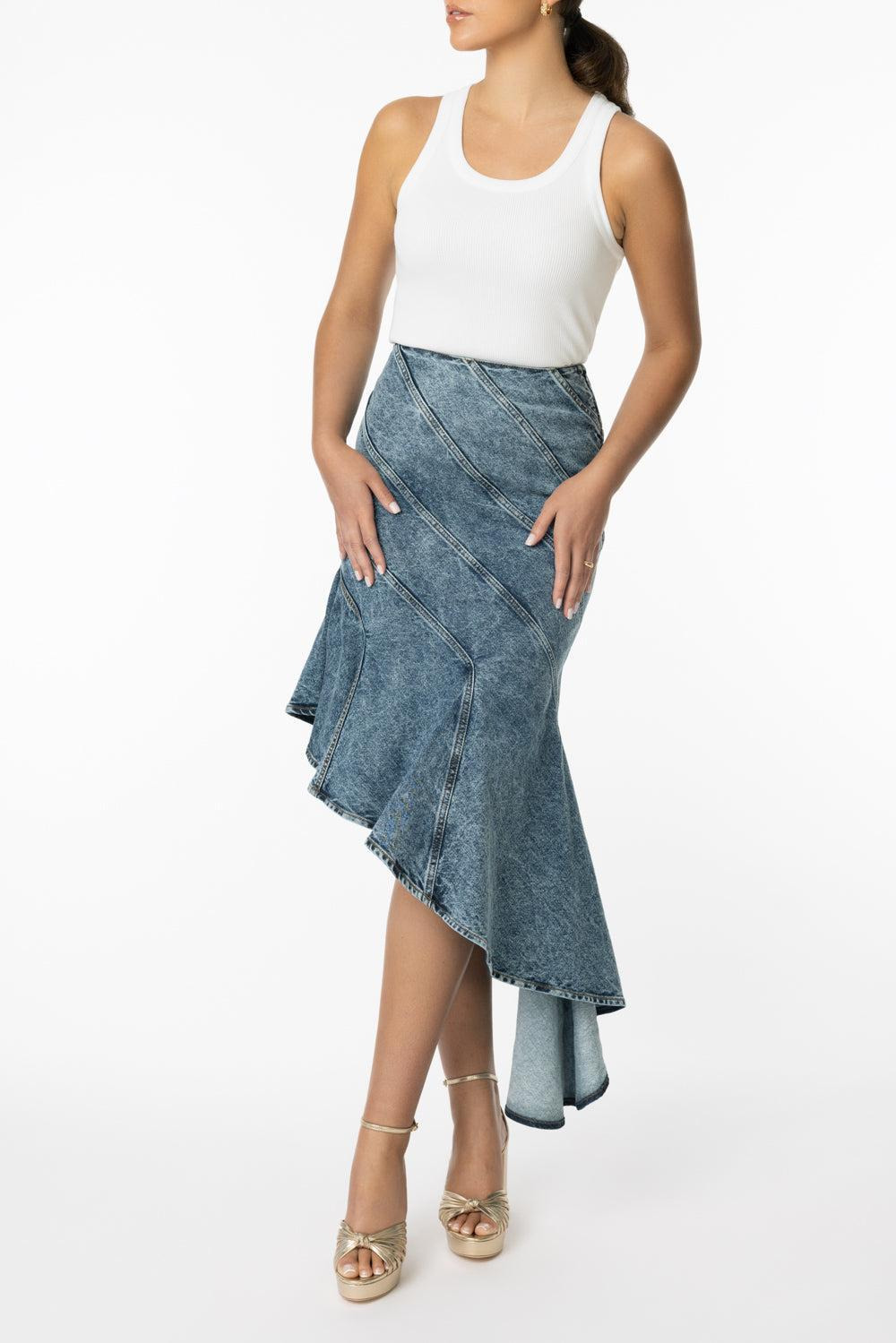 Denim Spiral Skirt - 2