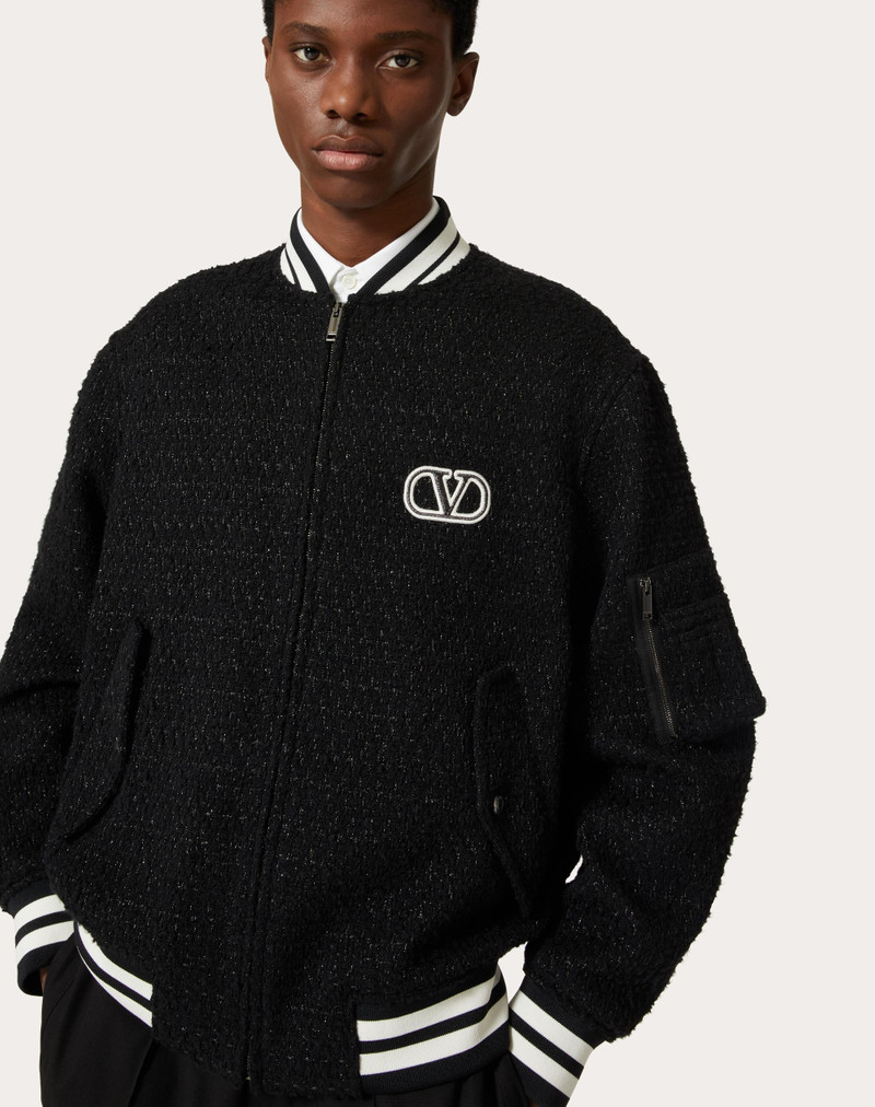 LUREX WOOL TWEED BOMBER JACKET WITH VLOGO SIGNATURE PATCH 5