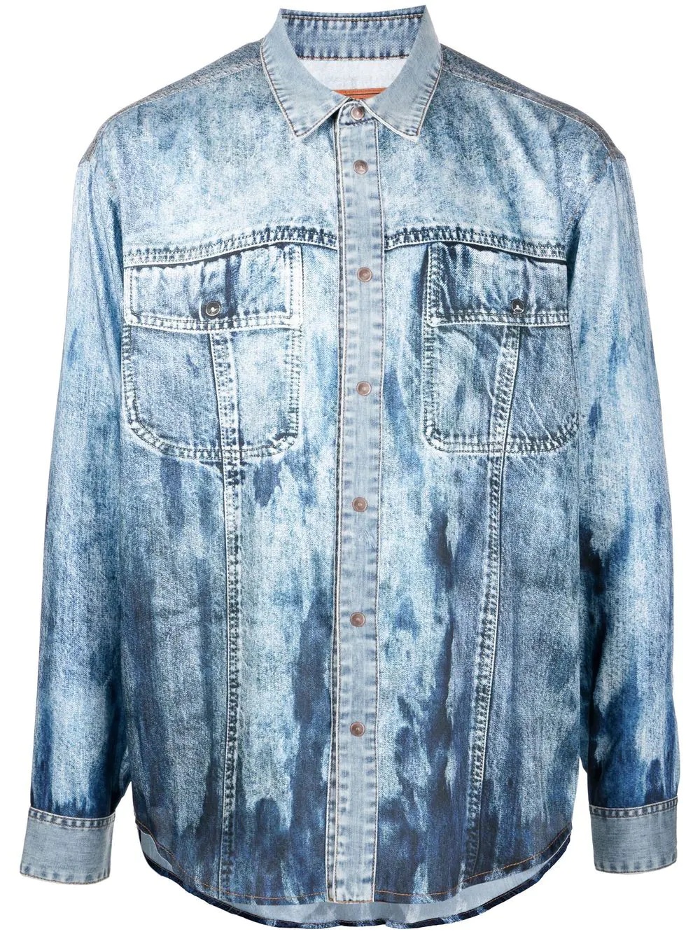 bleached-effect denim shirt - 1