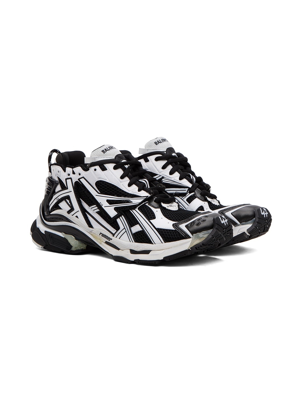 White & Black Runner Sneakers - 4