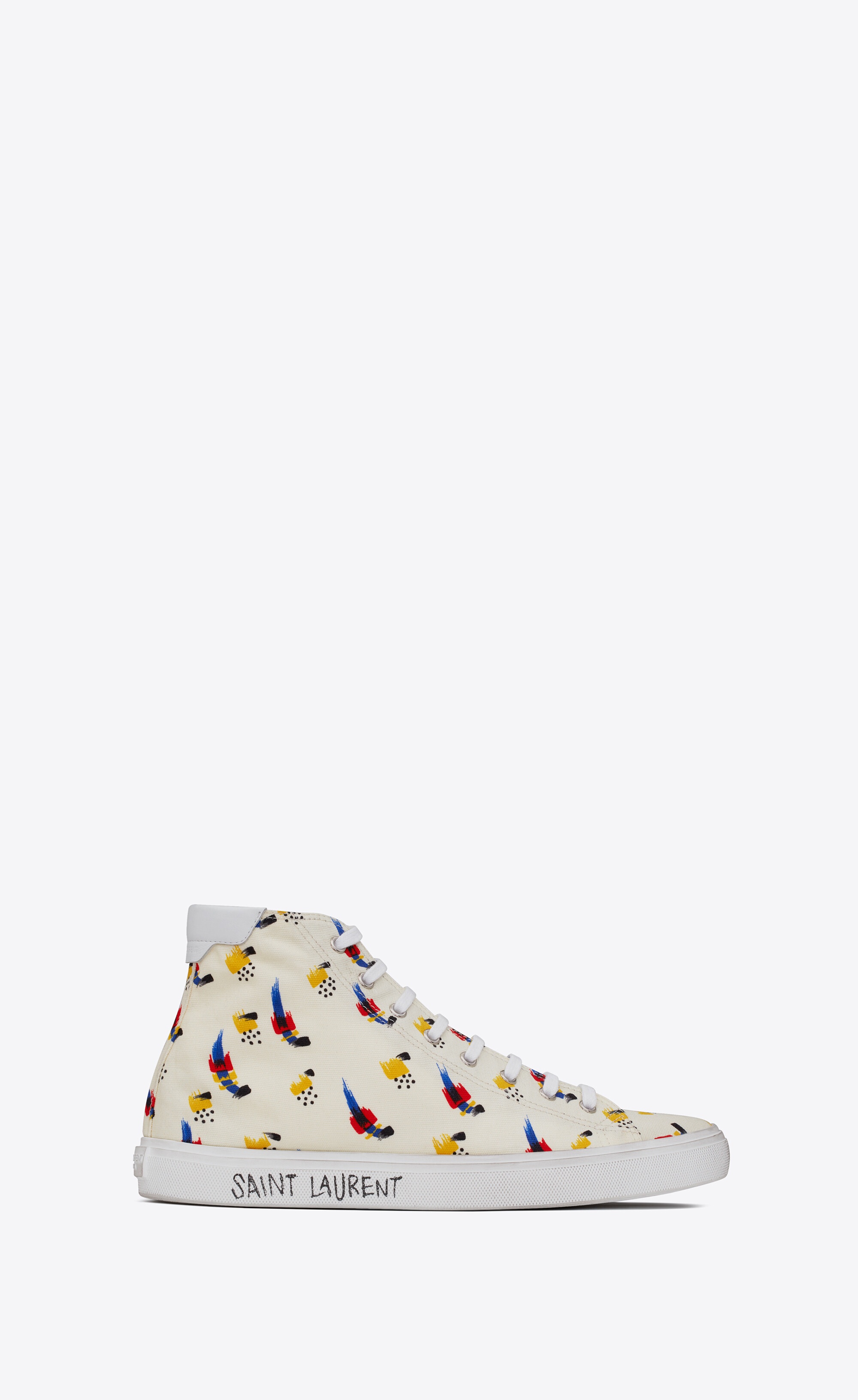 malibu mid-top sneakers in "coup de pinceau" print canvas and leather - 1