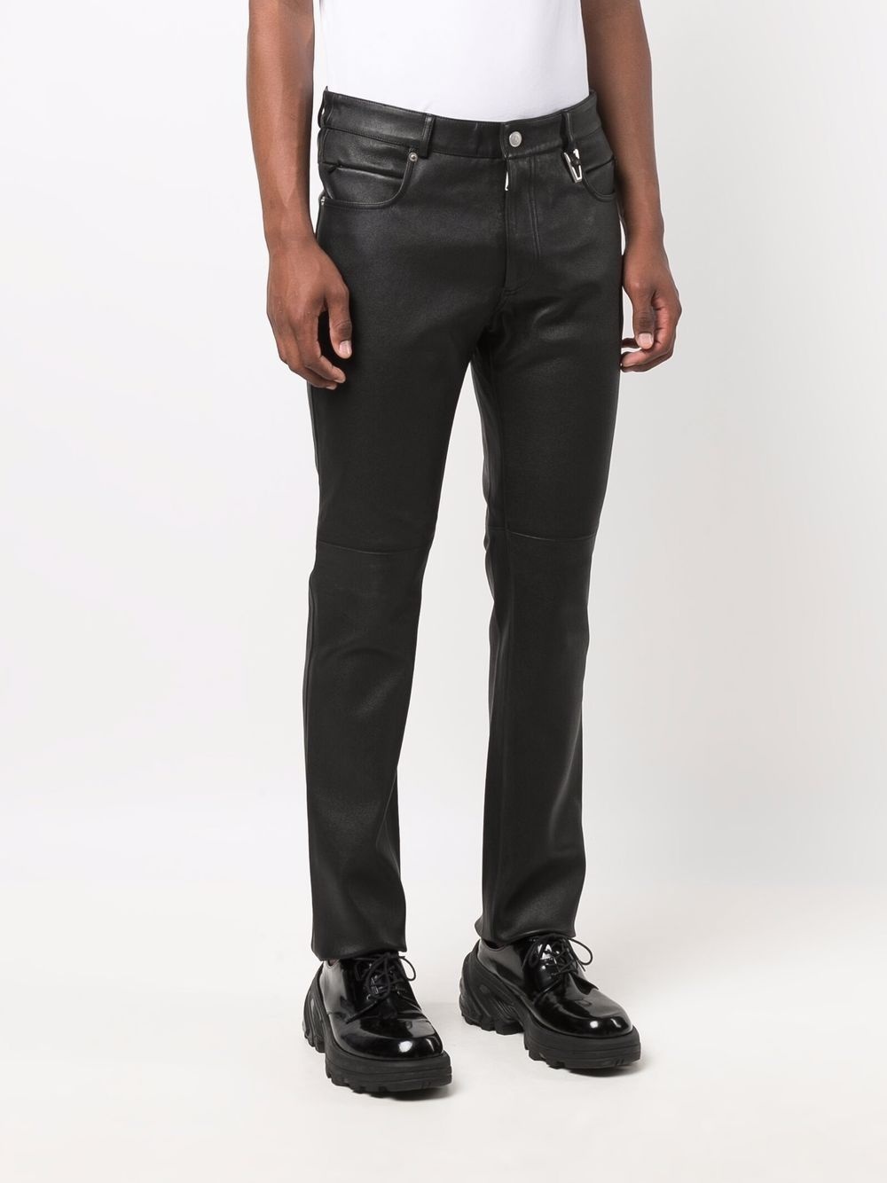 slim-cut leather trousers - 3