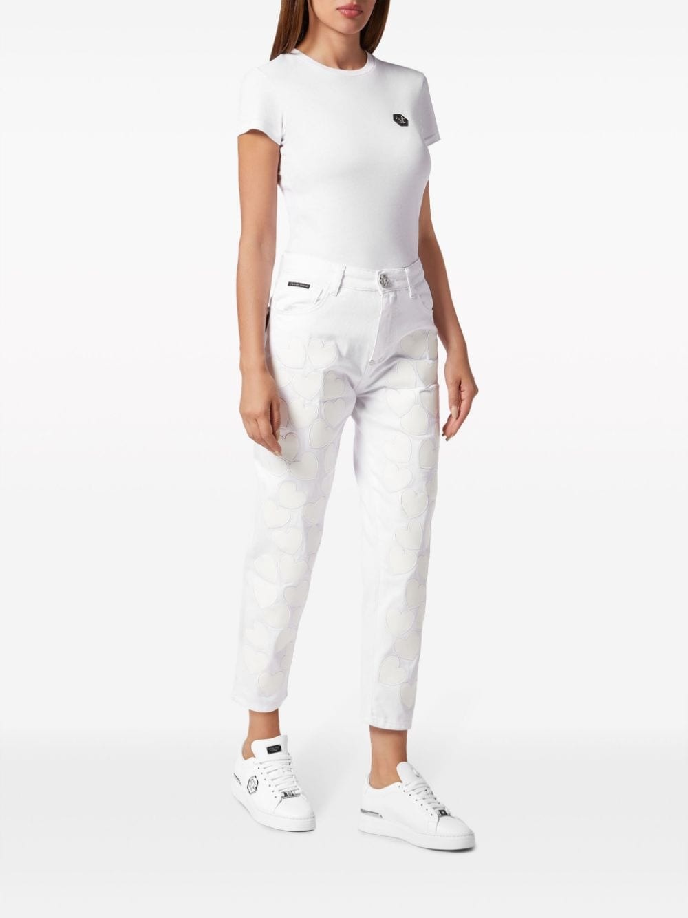 Heart-patches cropped jeans - 2