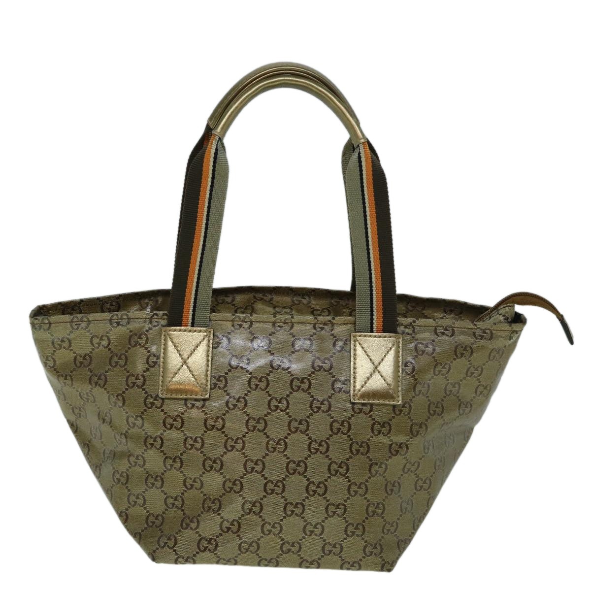 GUCCI GG Crystal Sherry Line Tote Bag Gold Tone Brown Gray - 3