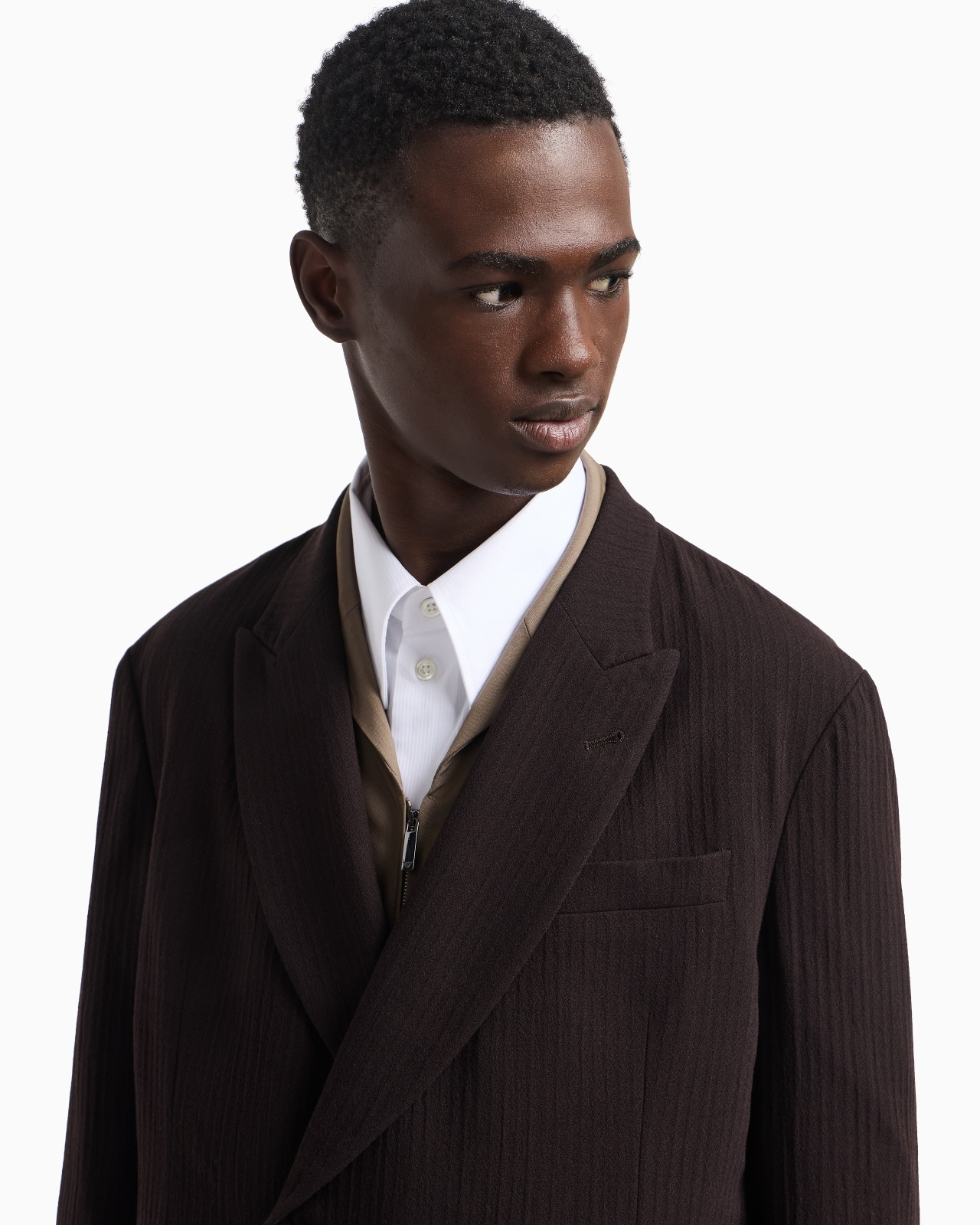 DOUBLE-BREASTED JACKET IN WOOL CRÊPE WITH 3D EFFECT - 5