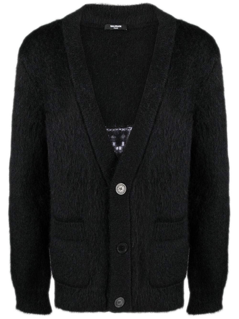 logo-intarsia V-neck cardigan - 1
