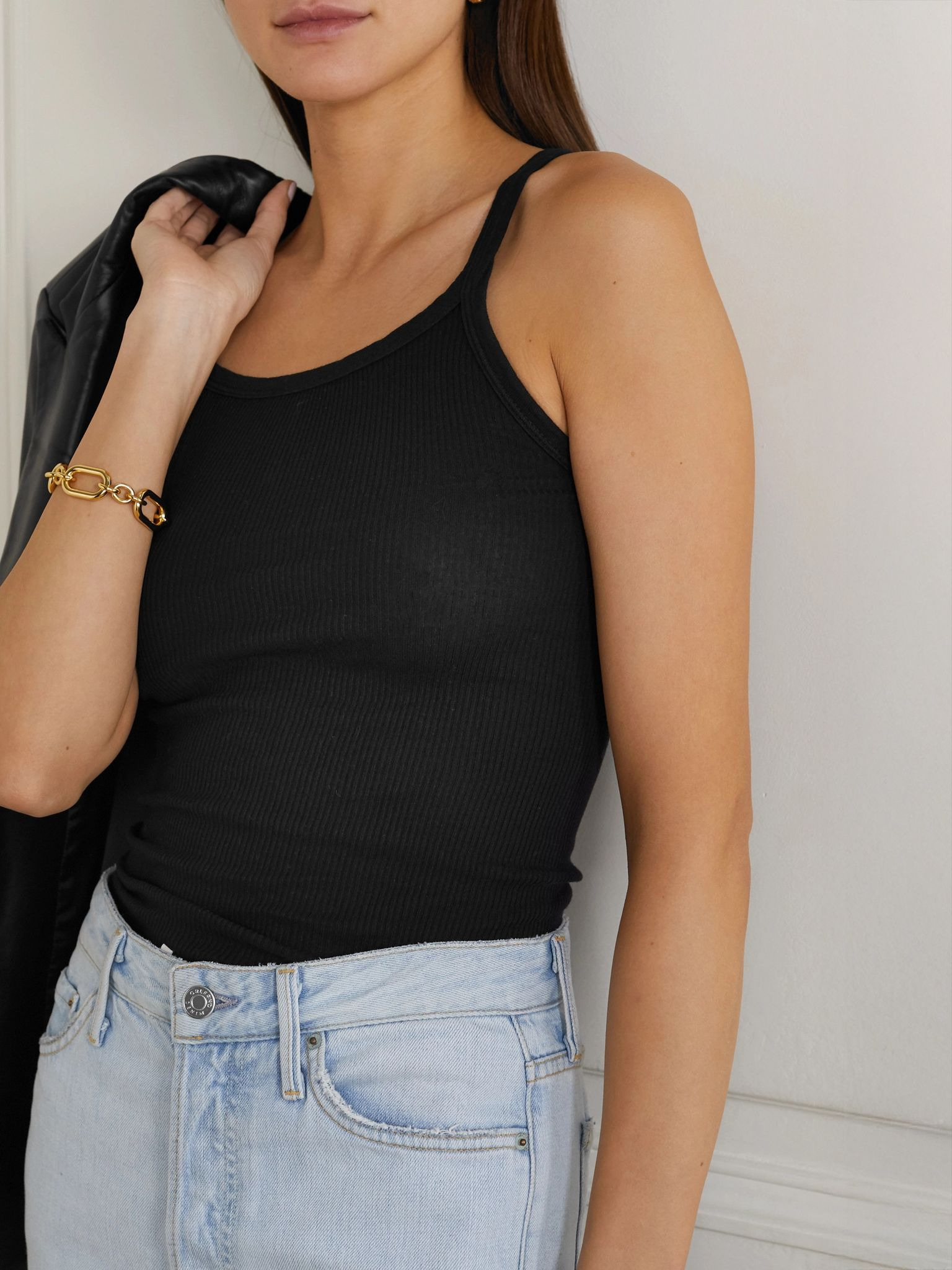 Ribbed cotton-jersey tank Black - 3