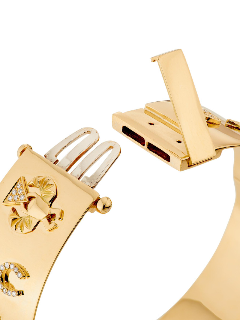 Women's Symbols Wide Triptych 18K Yellow Gold & 0.44 TCW Diamond Bangle - Gold 3