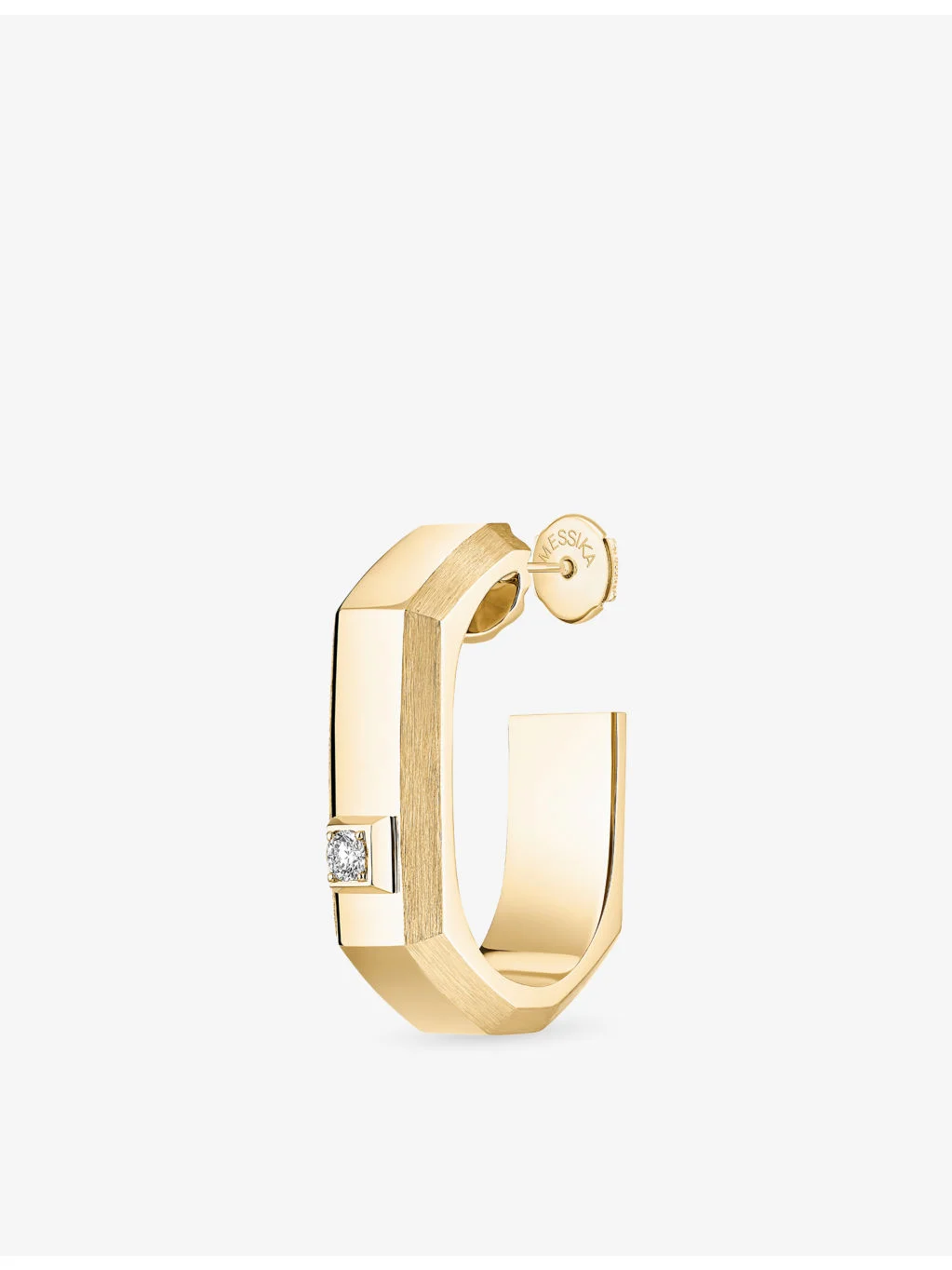 Moderniste Medium 18ct Gold And 0.03ct Diamond Single Hoop Earring - 1