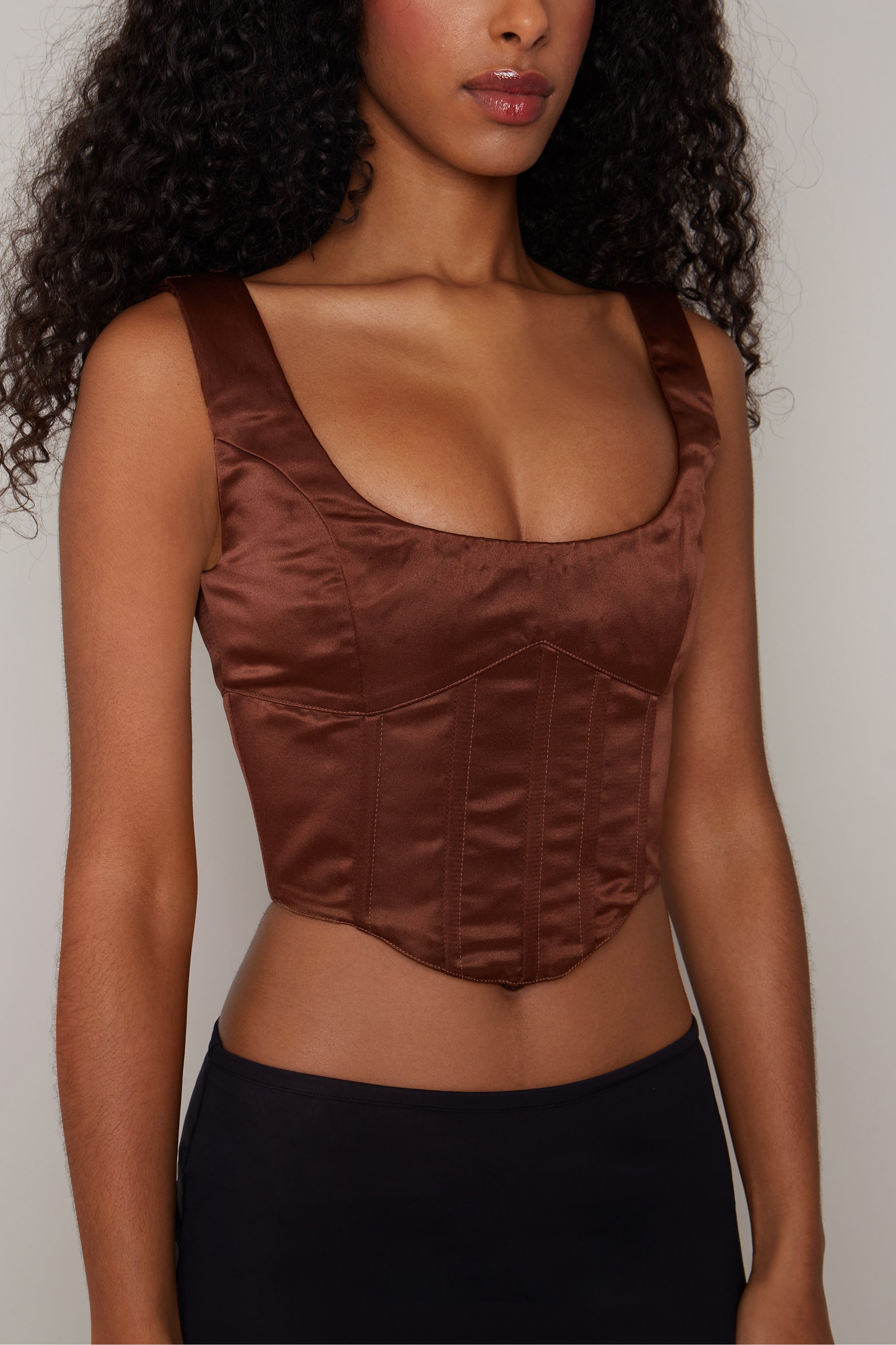 SATIN LACE-UP BUSTIER TOP - 6