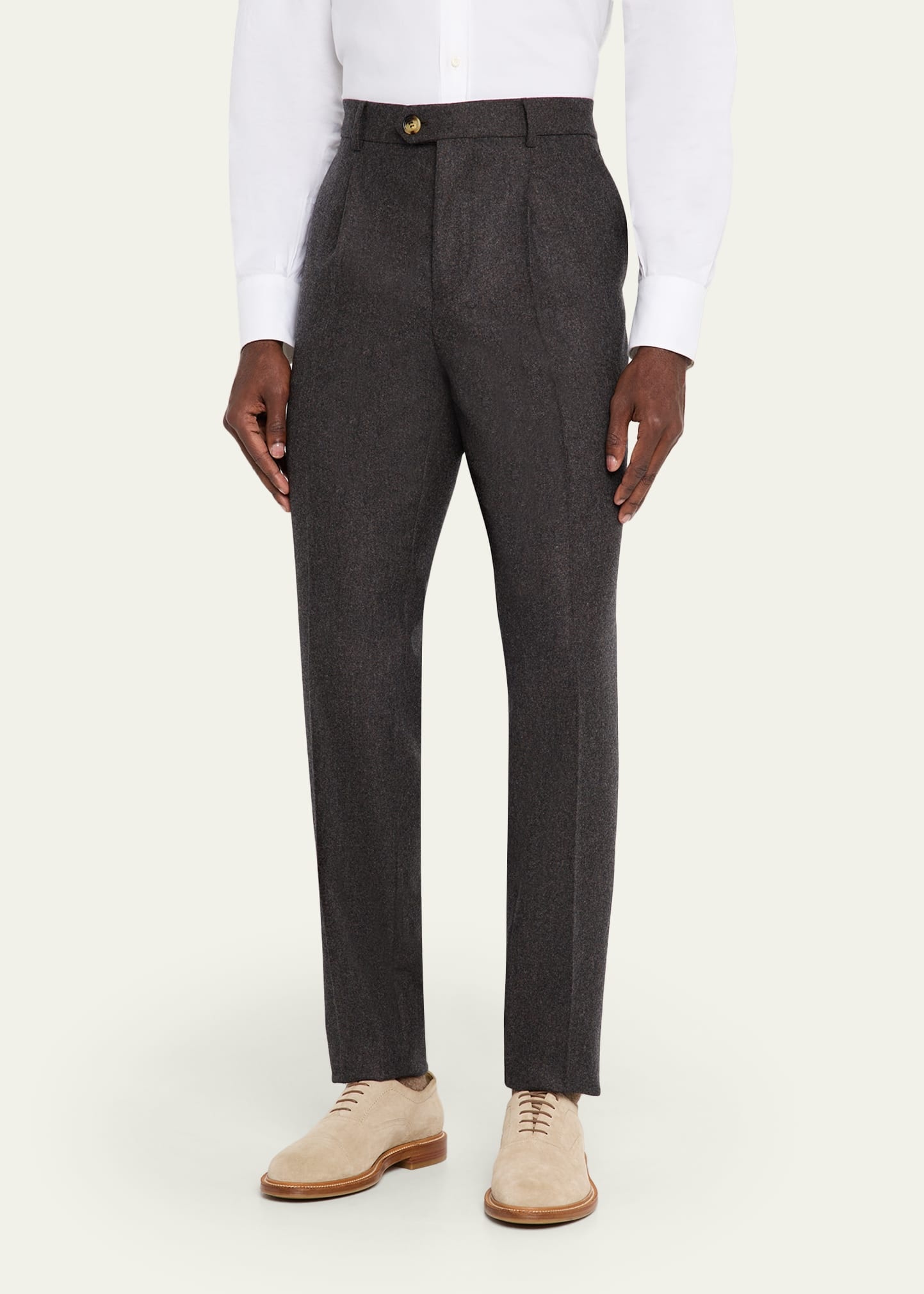Men's Wool Flannel Single-Pleated Pants - 4
