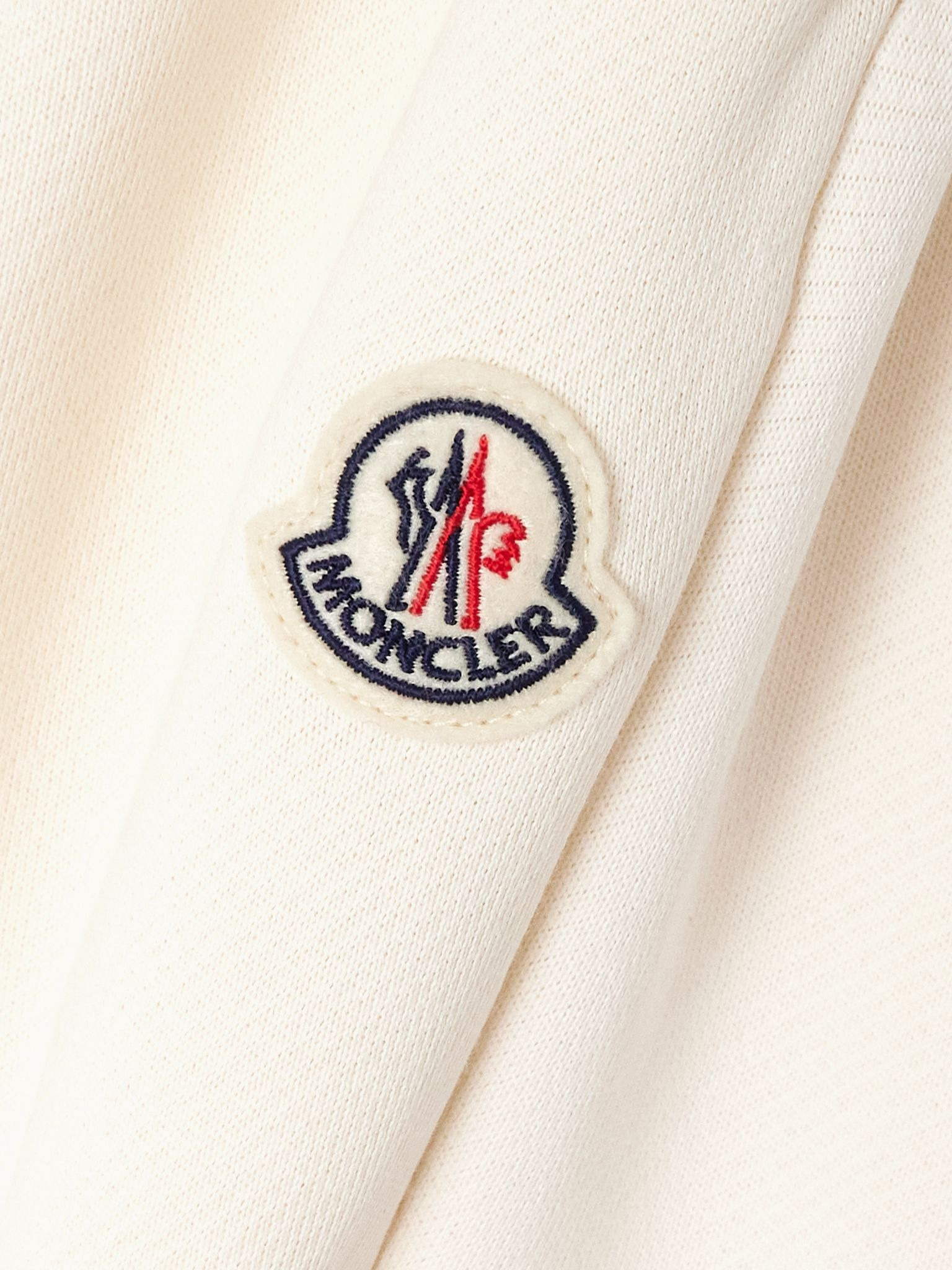 Appliquéd cotton-blend jersey sweatpants Cream - 4