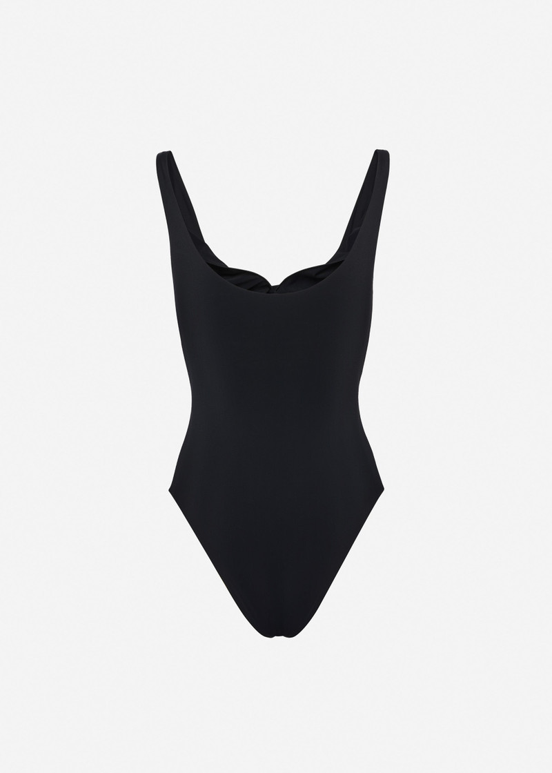 Flower detail swimsuit in black 2