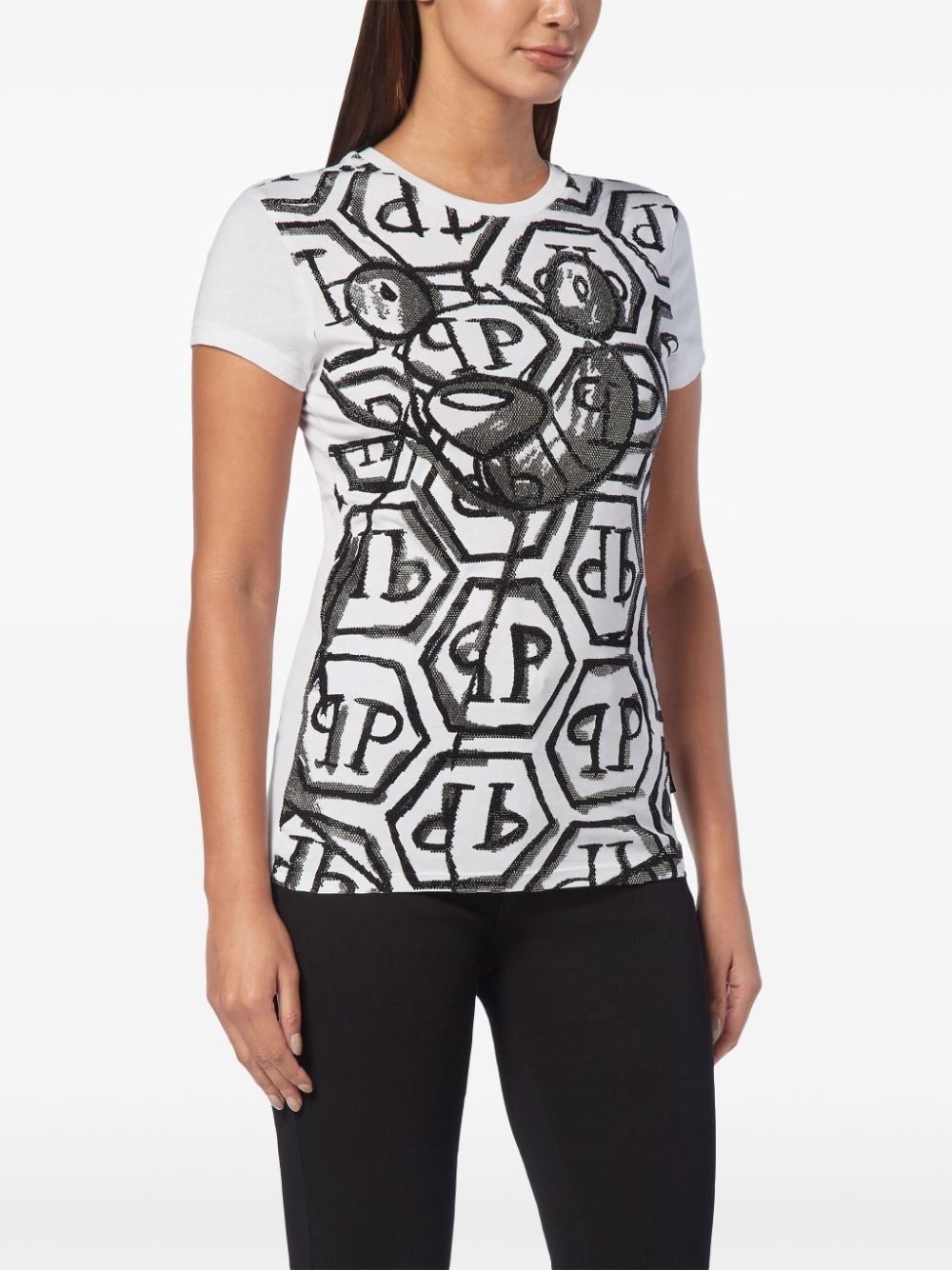 Teddy bear-embellished T-shirt - 3