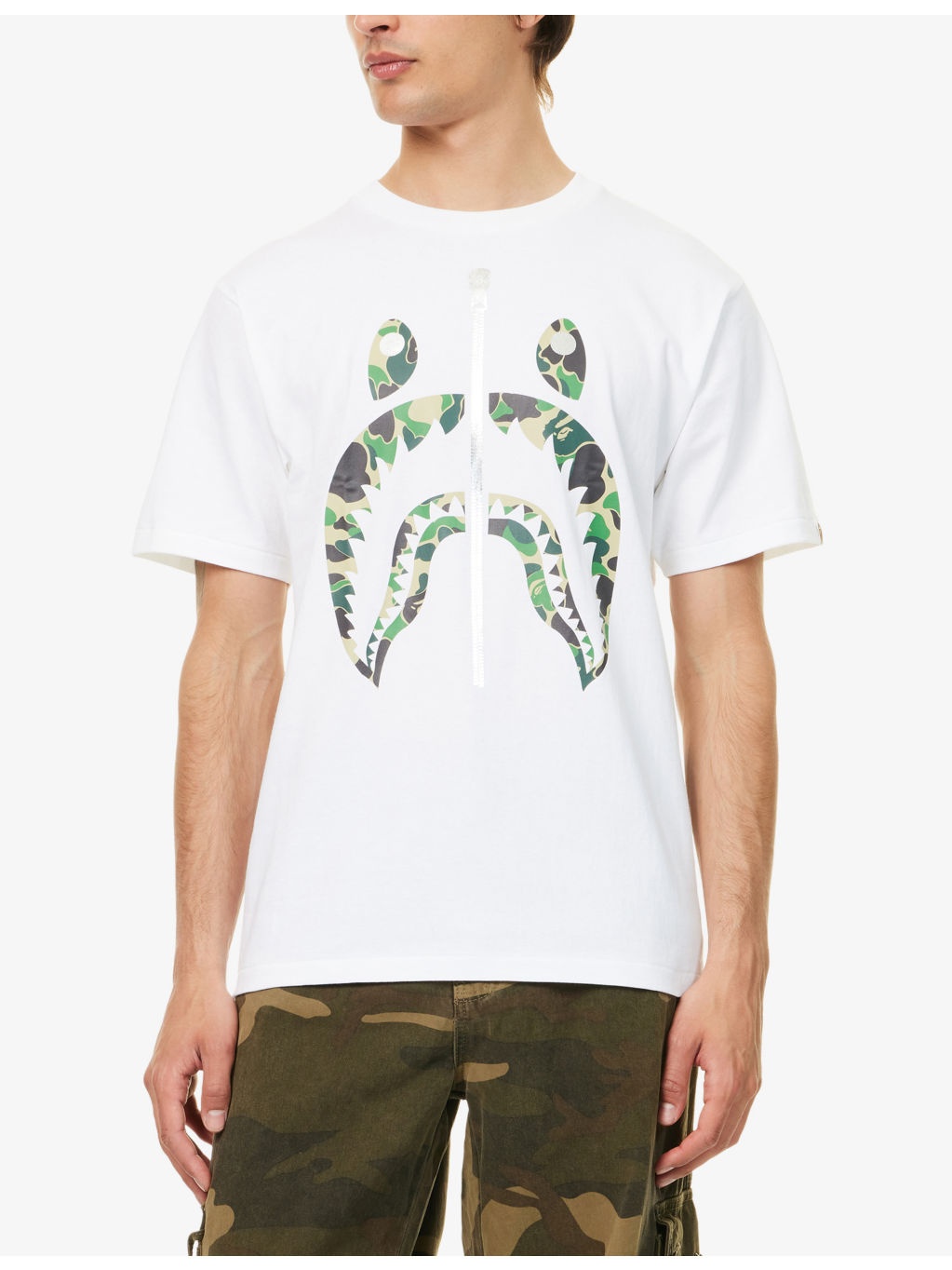 Camo-Shark Crewneck Cotton-Jersey T-Shirt - 3