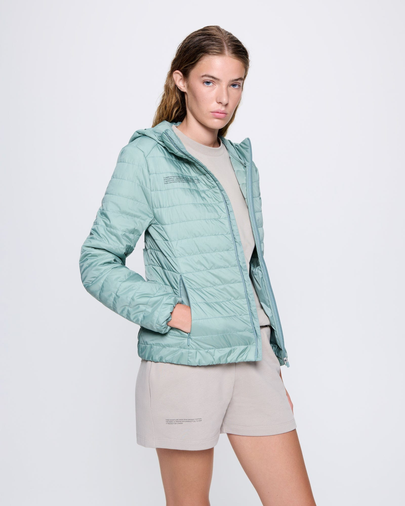 Womens Flower-Warmth Lite Jacket - Sage Green - 3