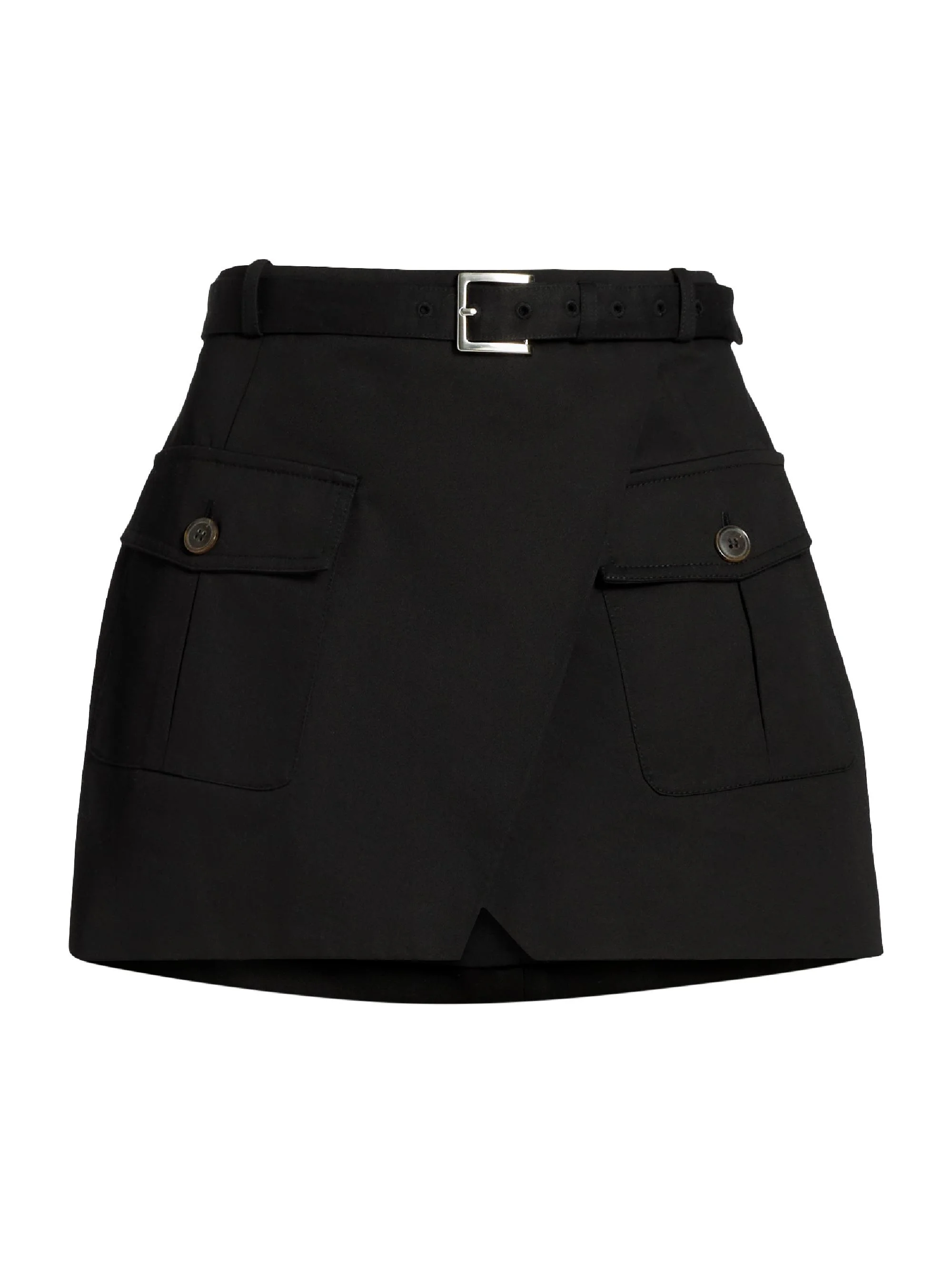 Women's Denim A-Line Wrap Miniskirt - Black - 1