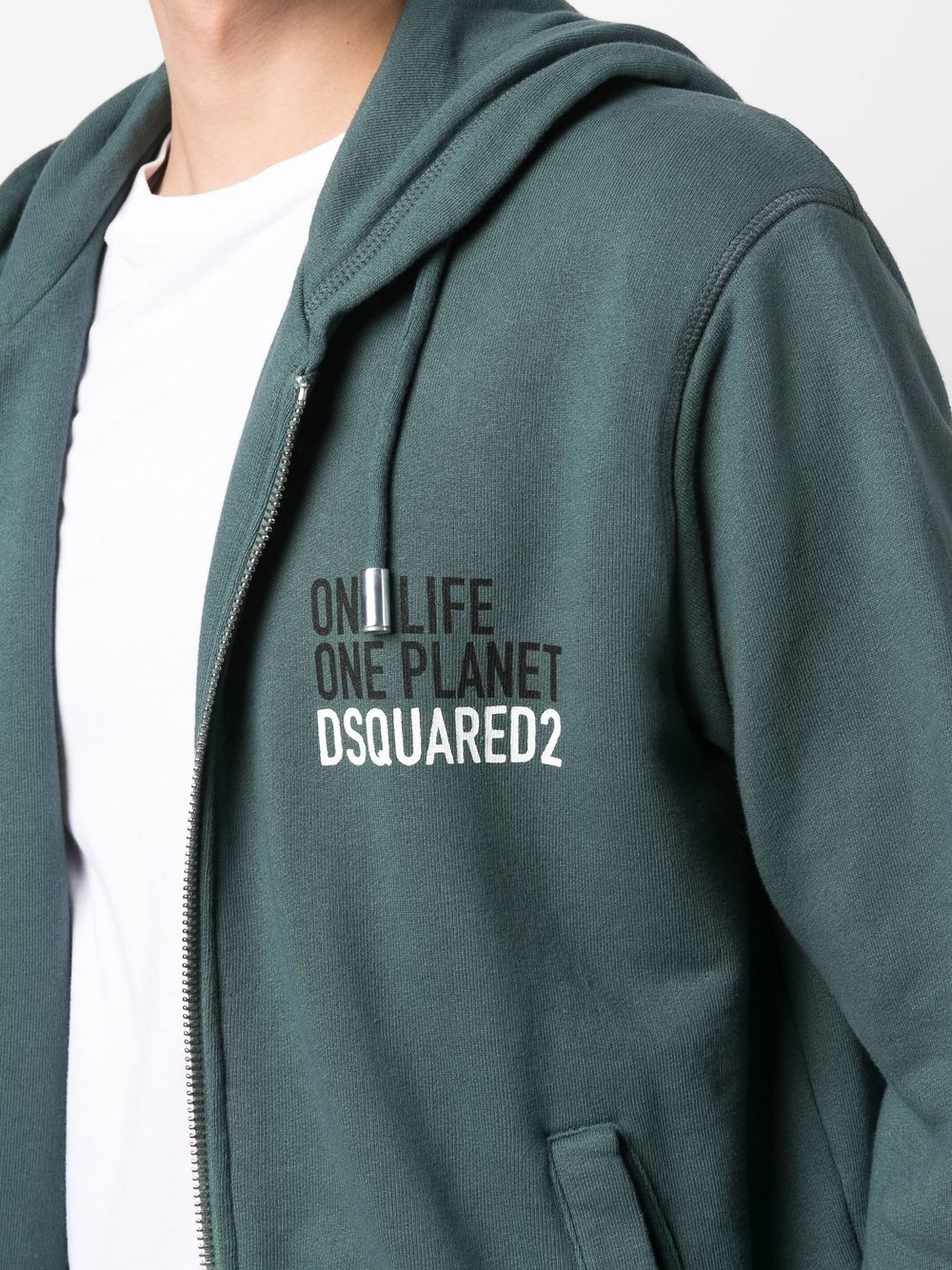 'One Life One Planet' zip-up hoodie - 5