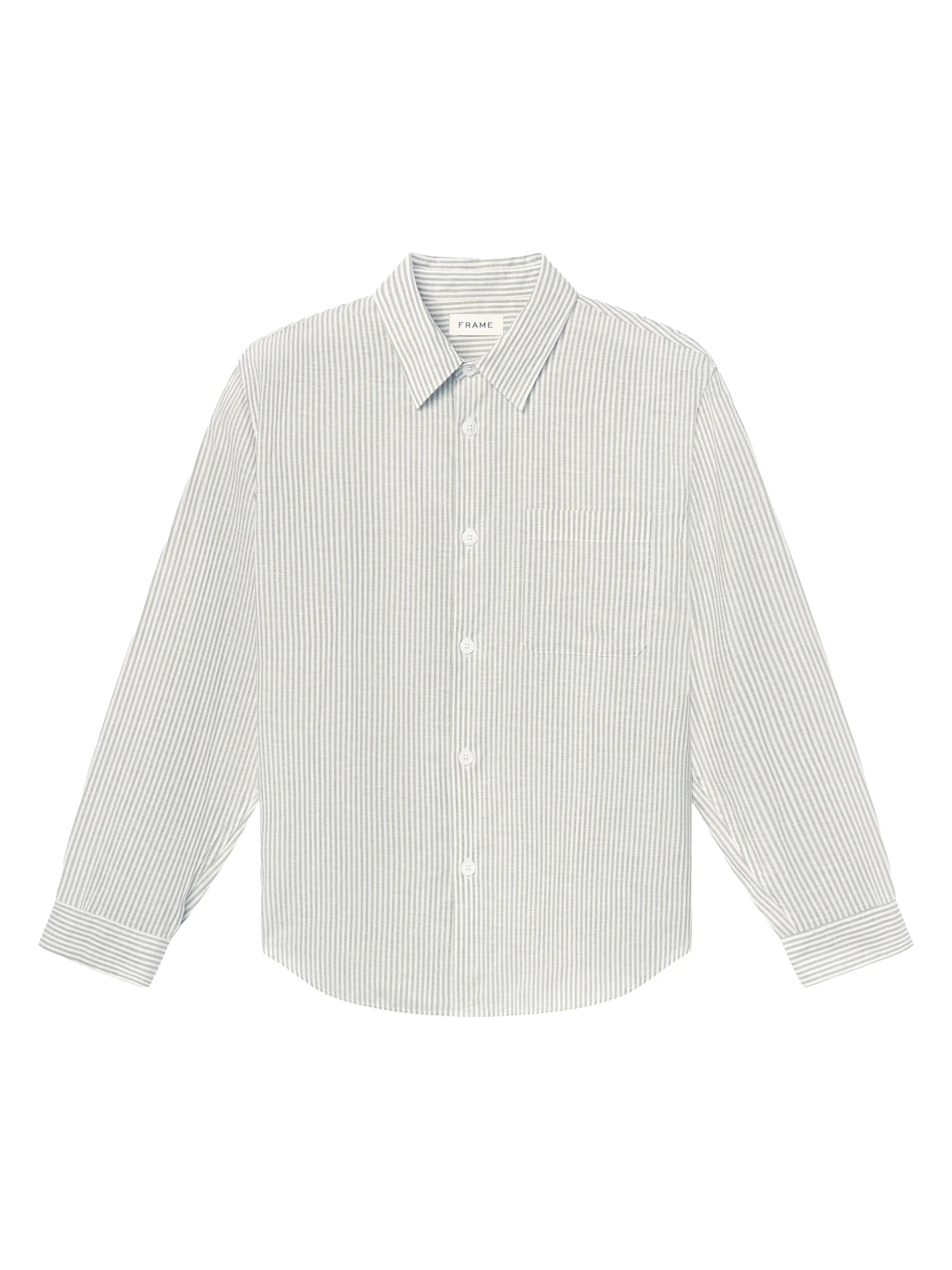 Men's Seersucker Striped Shirt - Khaki Ecru Stripe - 1