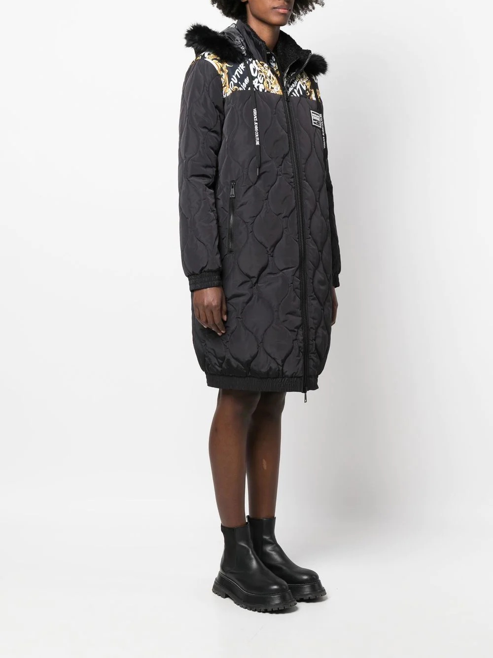 graphic-print quilted coat - 3