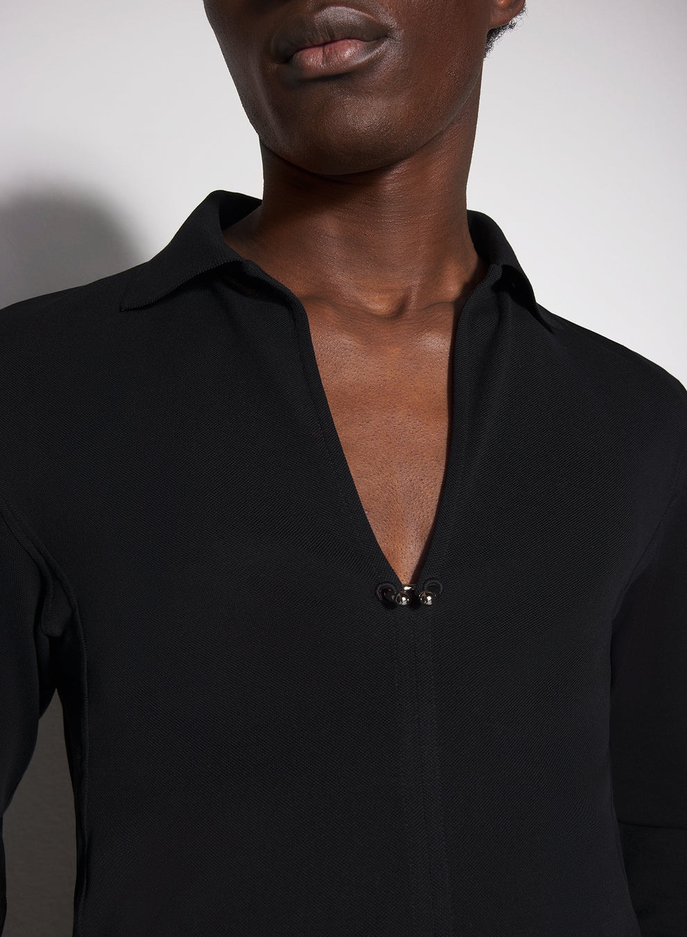 black pierced polo - 3