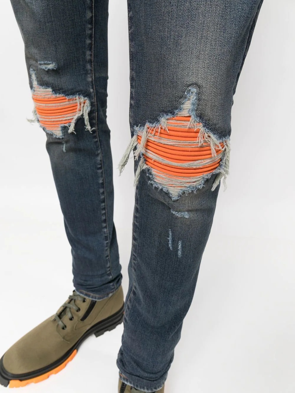 distressed panelled skinny jeans - 5