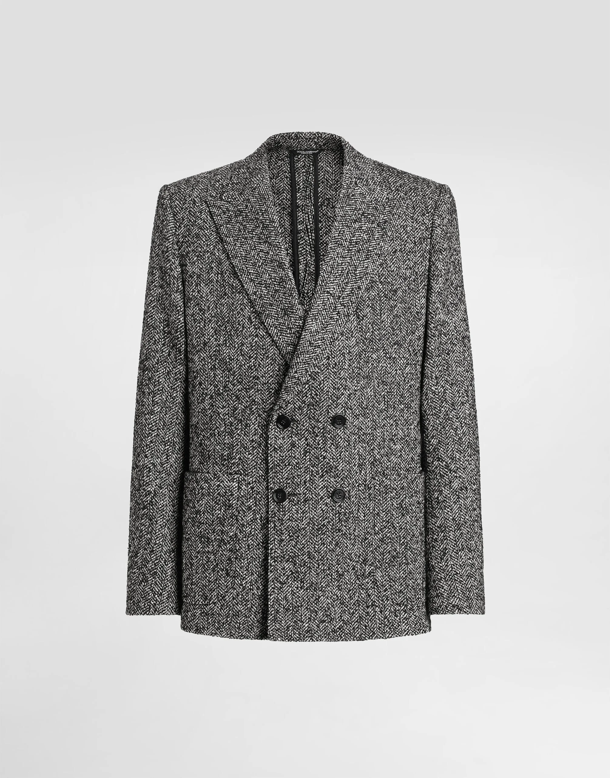 Double-breasted jacket in chevron wool - 1
