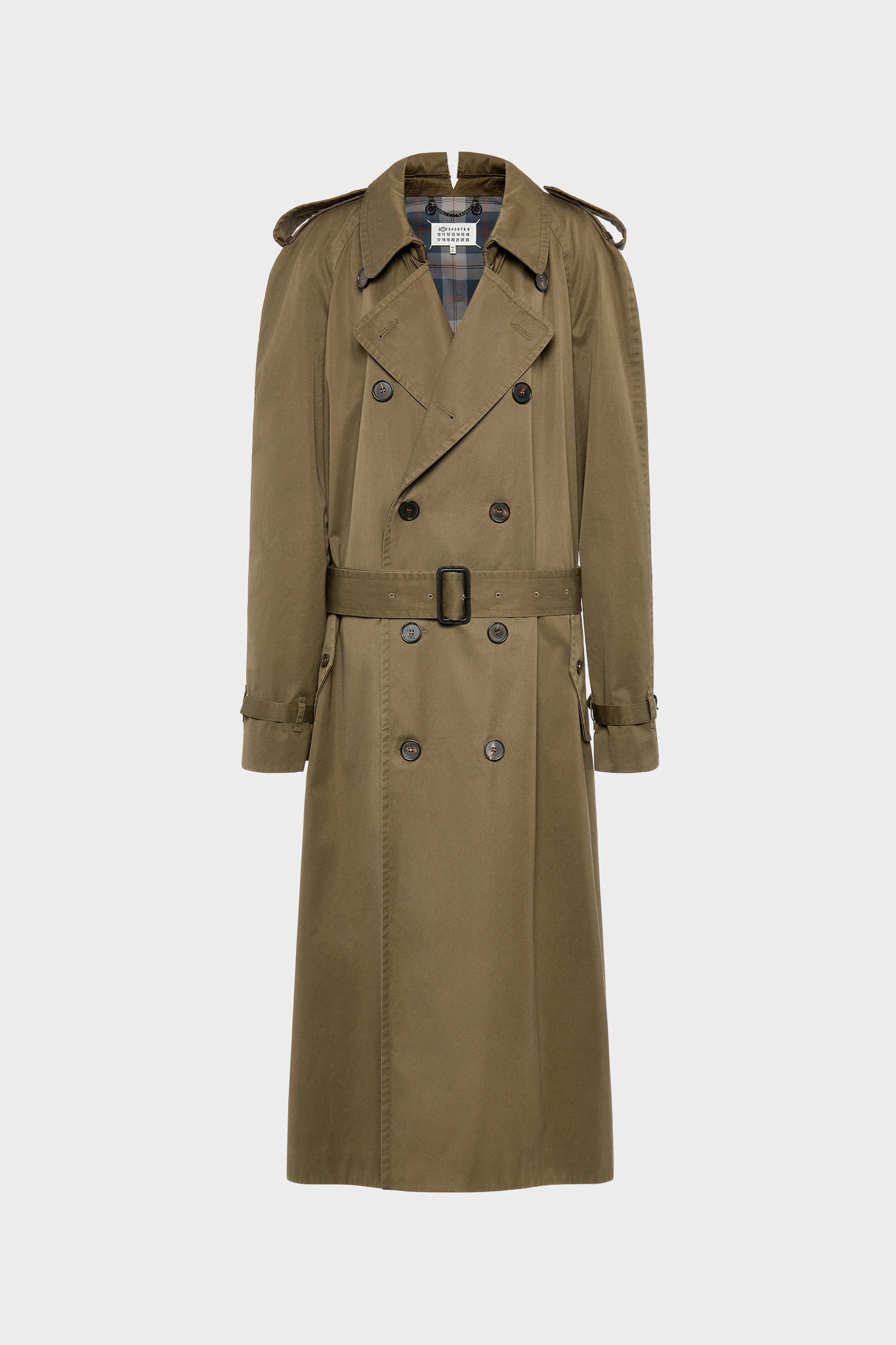 Folded Collar Cotton Trench Coat - 1