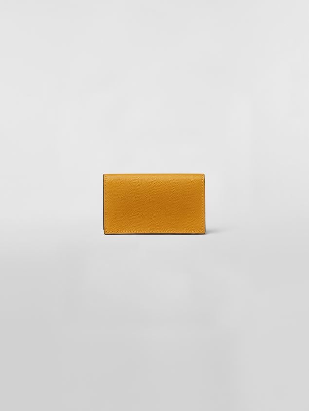 BUSINESS CARD HOLDER IN ORANGE PINK AND BLUE SAFFIANO CALFSKIN - 3