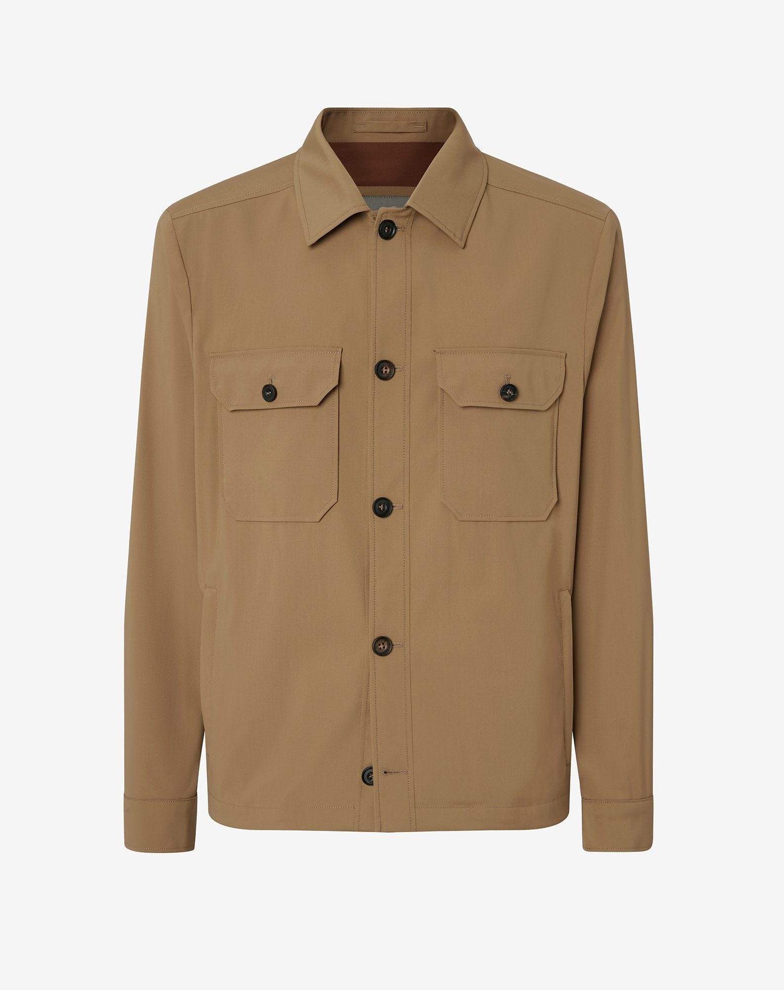 Beige technical wool overshirt - 1