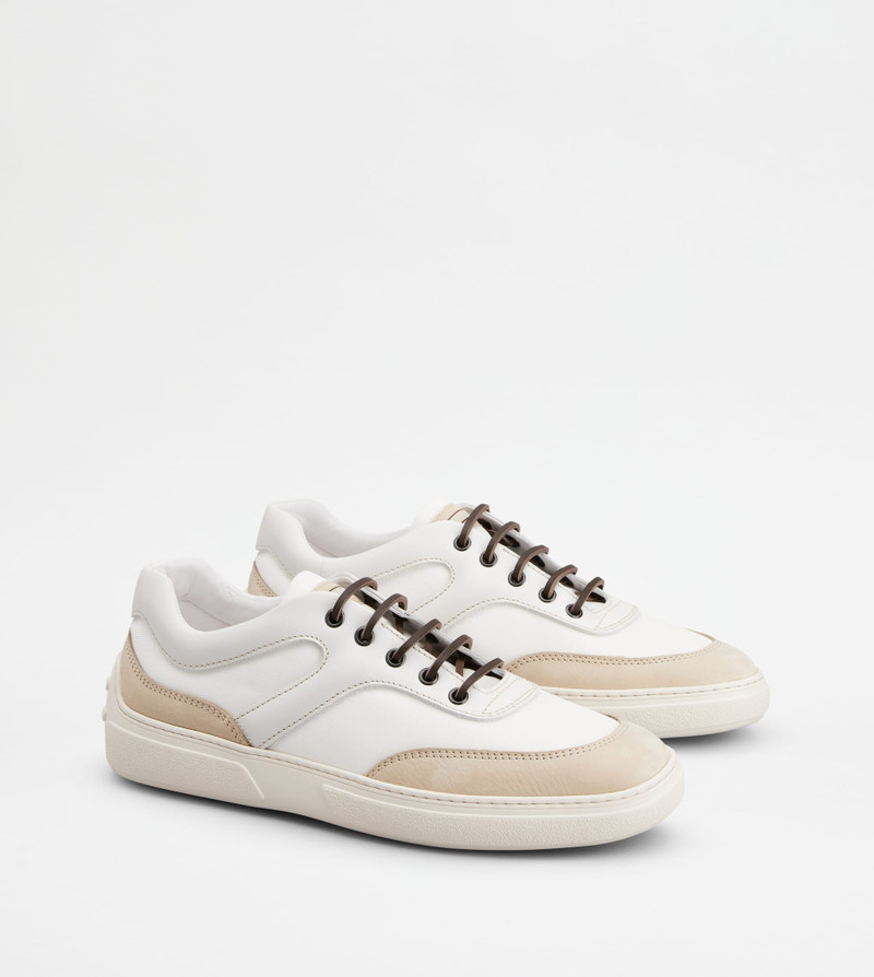 SNEAKERS IN NUBUCK AND FABRIC - BEIGE, WHITE 2