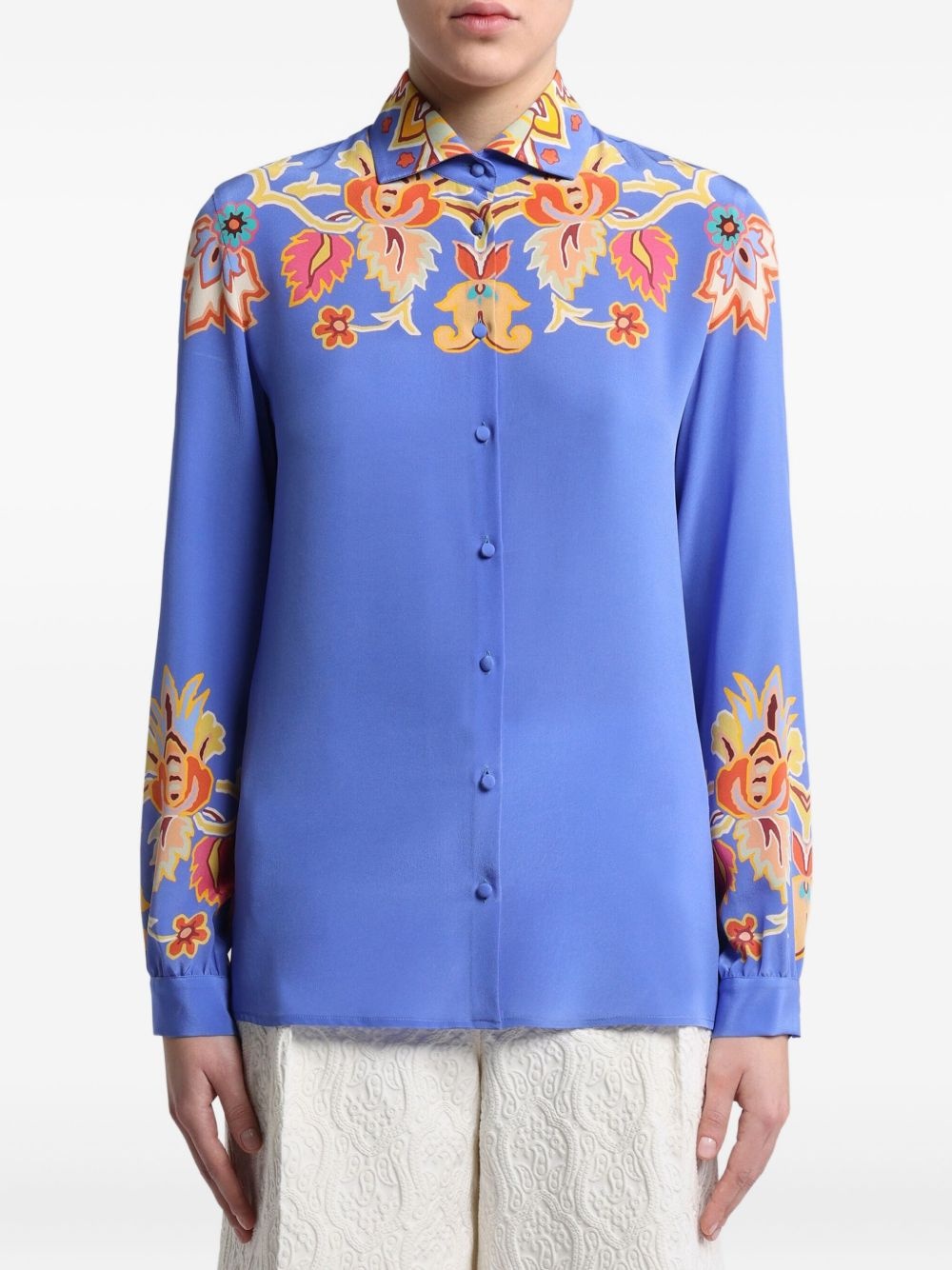 floral-print crepe de Chine shirt - 3